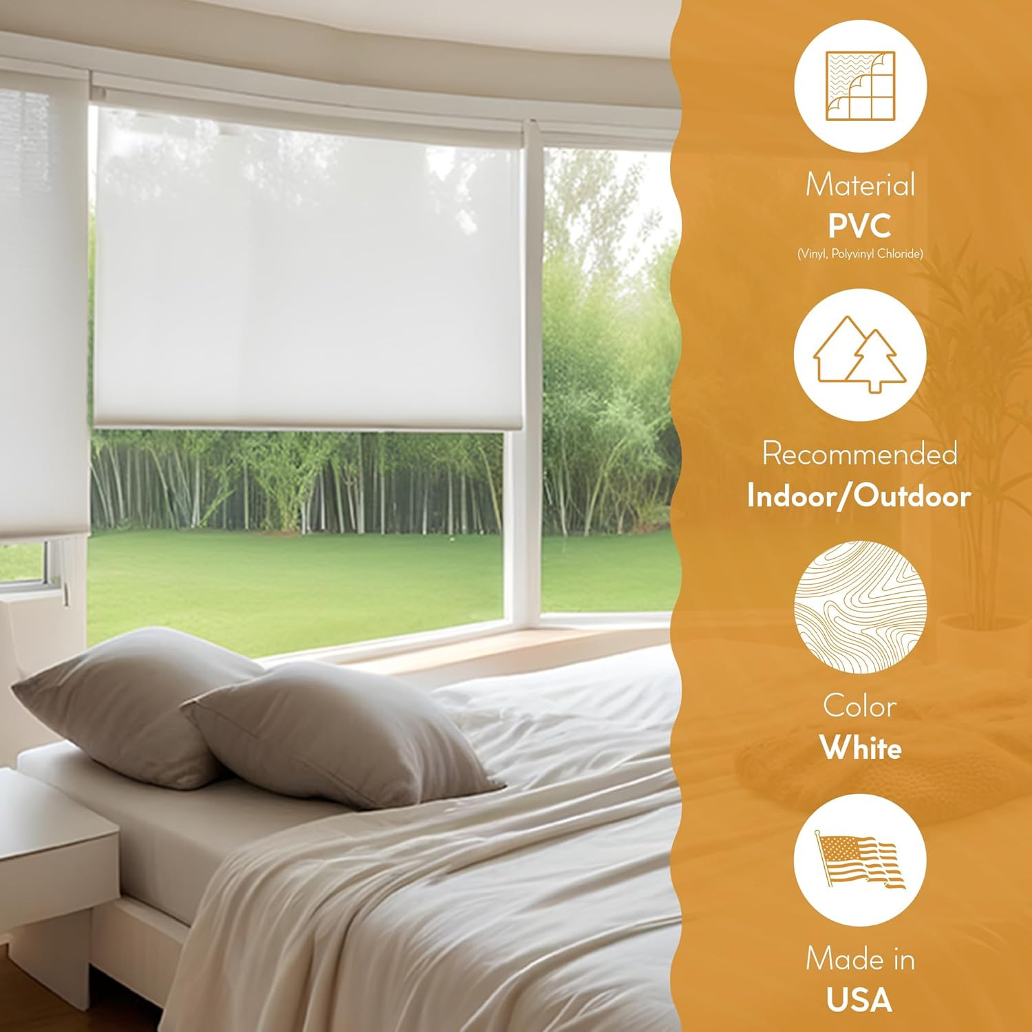Radiance Cordless Outdoor Shades for Porch, Patio & Windows – Waterproof PVC Bli