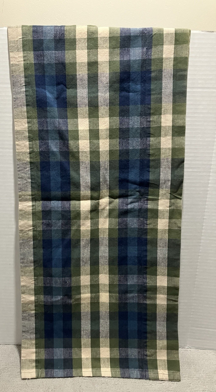 JCPenney Home Valance Bradley Stripe Plaid Valance Woven Cotton Blue Olive Green