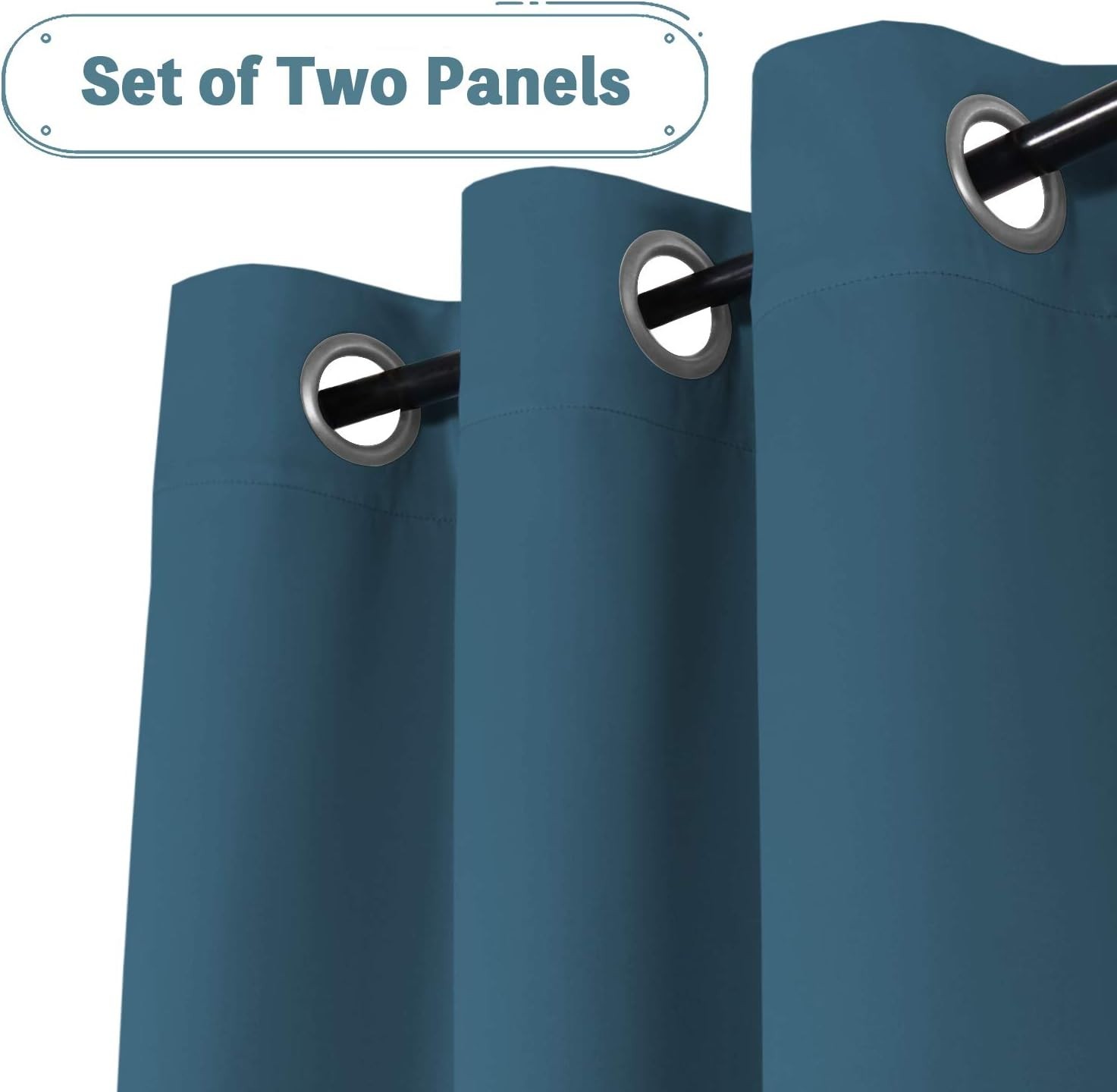Turquoize Dark Teal Blackout Curtains for Bedroom Thermal Insulated – 2 Panels