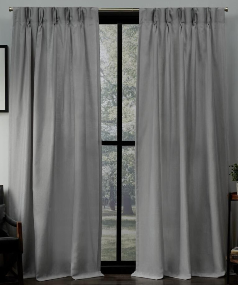 2 pc Exclusive Home Loha Dove Gray Pinch Pleat Back Tab Curtain Panels 54×96