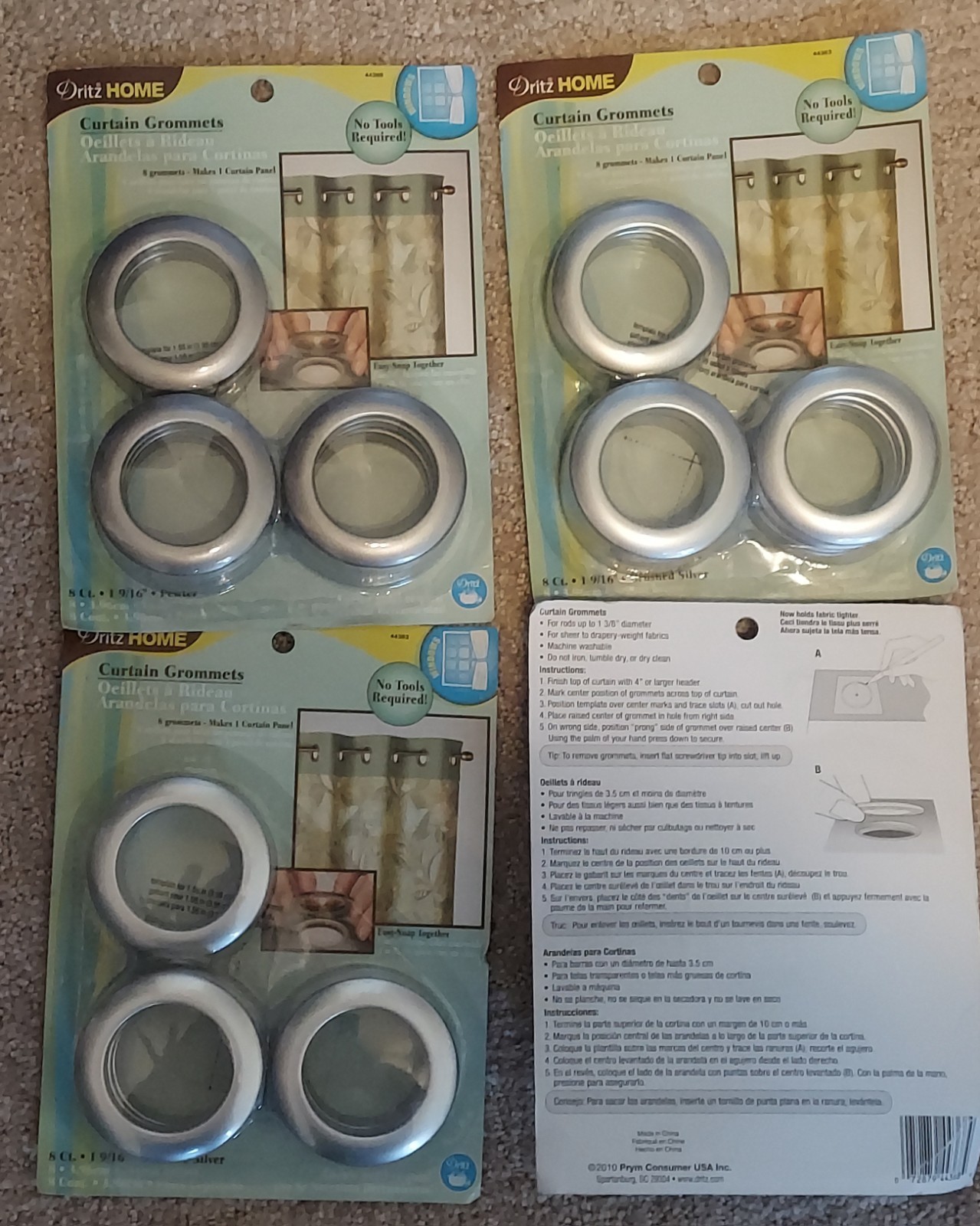 Dritz Curtain Grommets 1.5625″ Inner Diameter Plastic-Pewter 8/Pkg. 4 pkgs of 8.