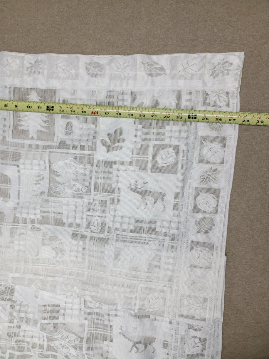 CABIN / LODGE 2 Panels Window Curtains Drapes White See-Through Unhemmed ~1″ rod