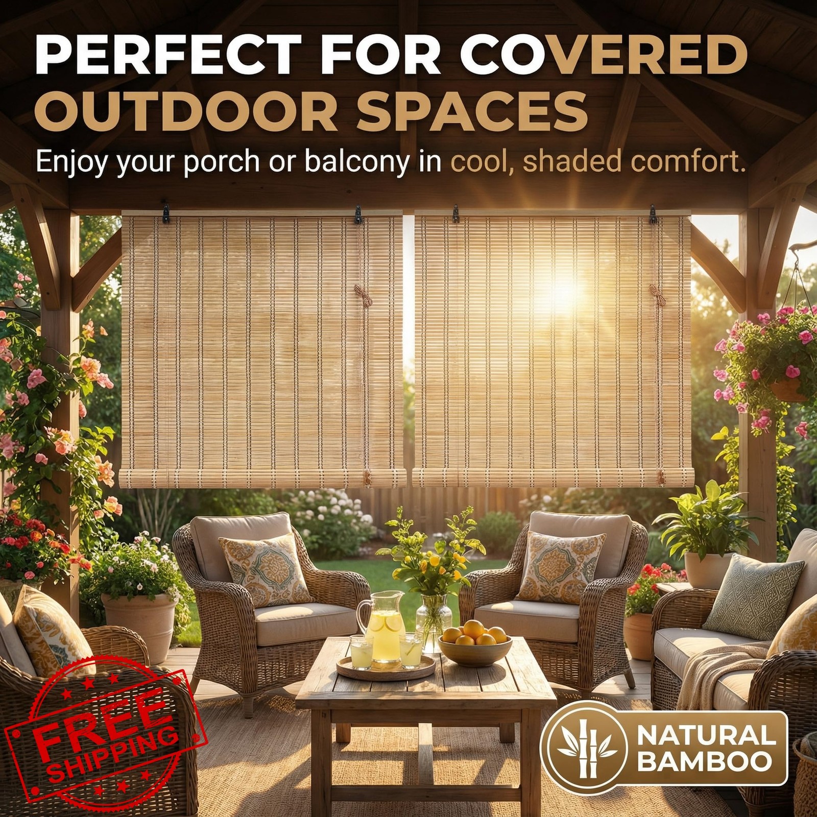 Lignity Bamboo Blinds 23″W x 72″H