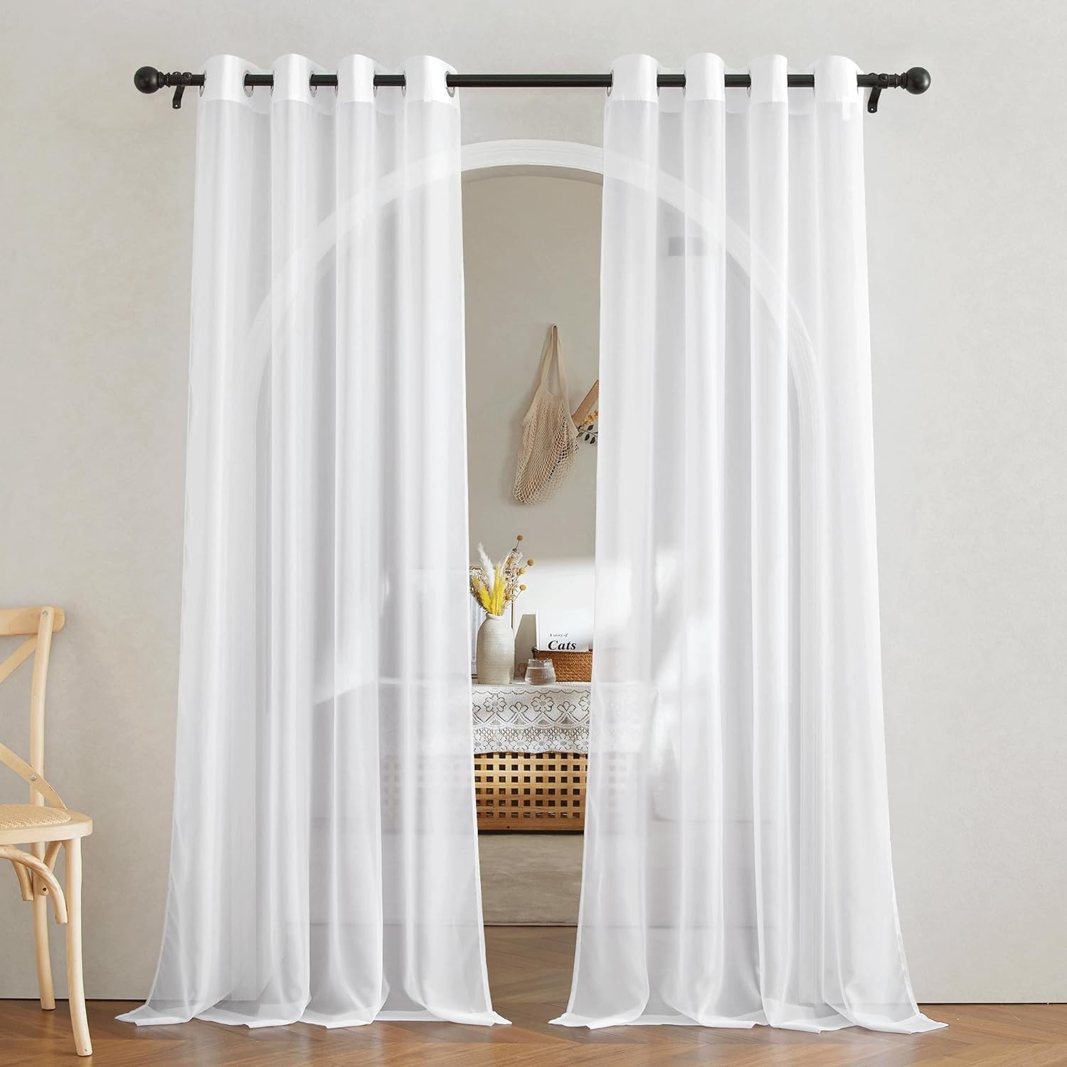 Lightweight Sheer Window Curtains 84″ x 54″ – Airy Grommet Panels for Any Room
