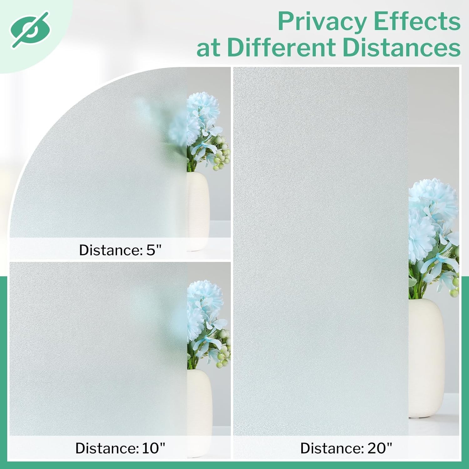 Translucent Privacy Window Film – Non-Adhesive, UV Blocking, 17.5”x78.7”