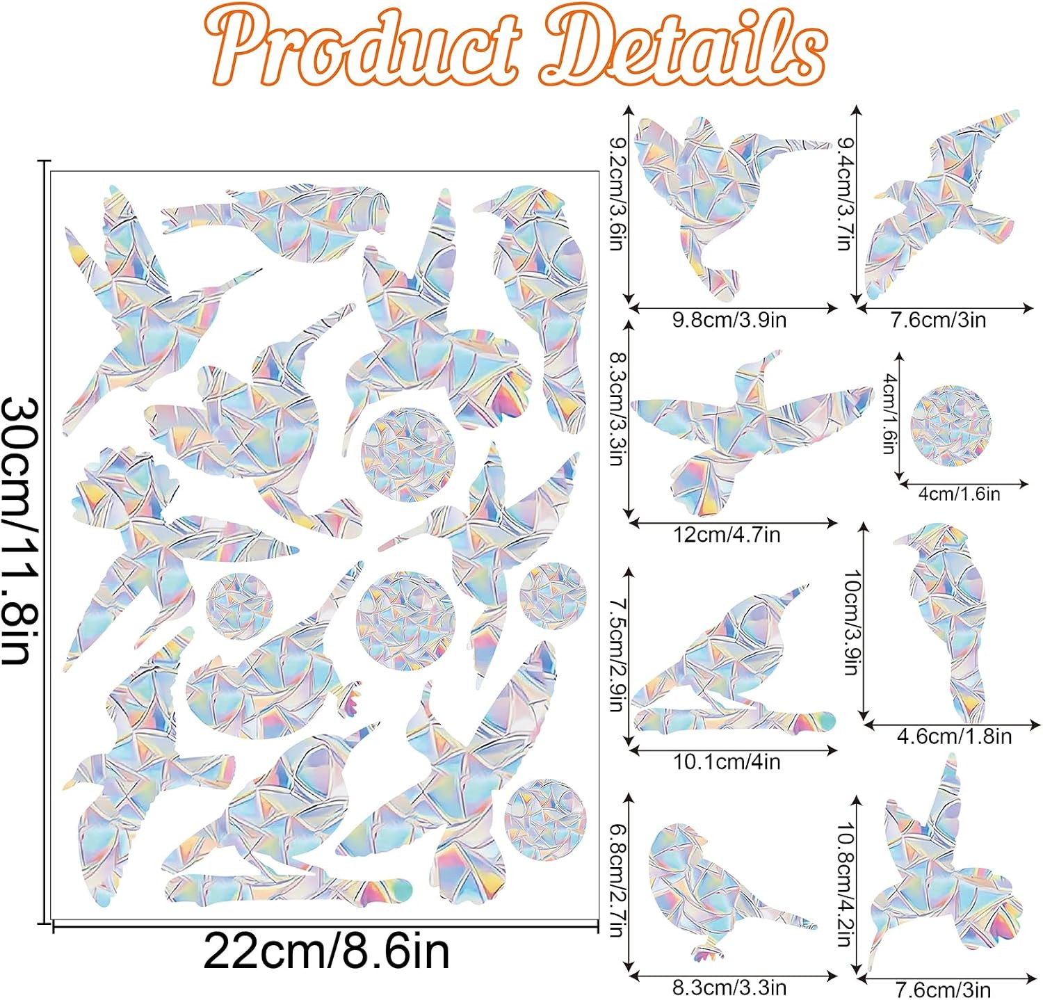 Anti-Collision Window Decals for Bird Strikes,Static Clings Glass Door Window St