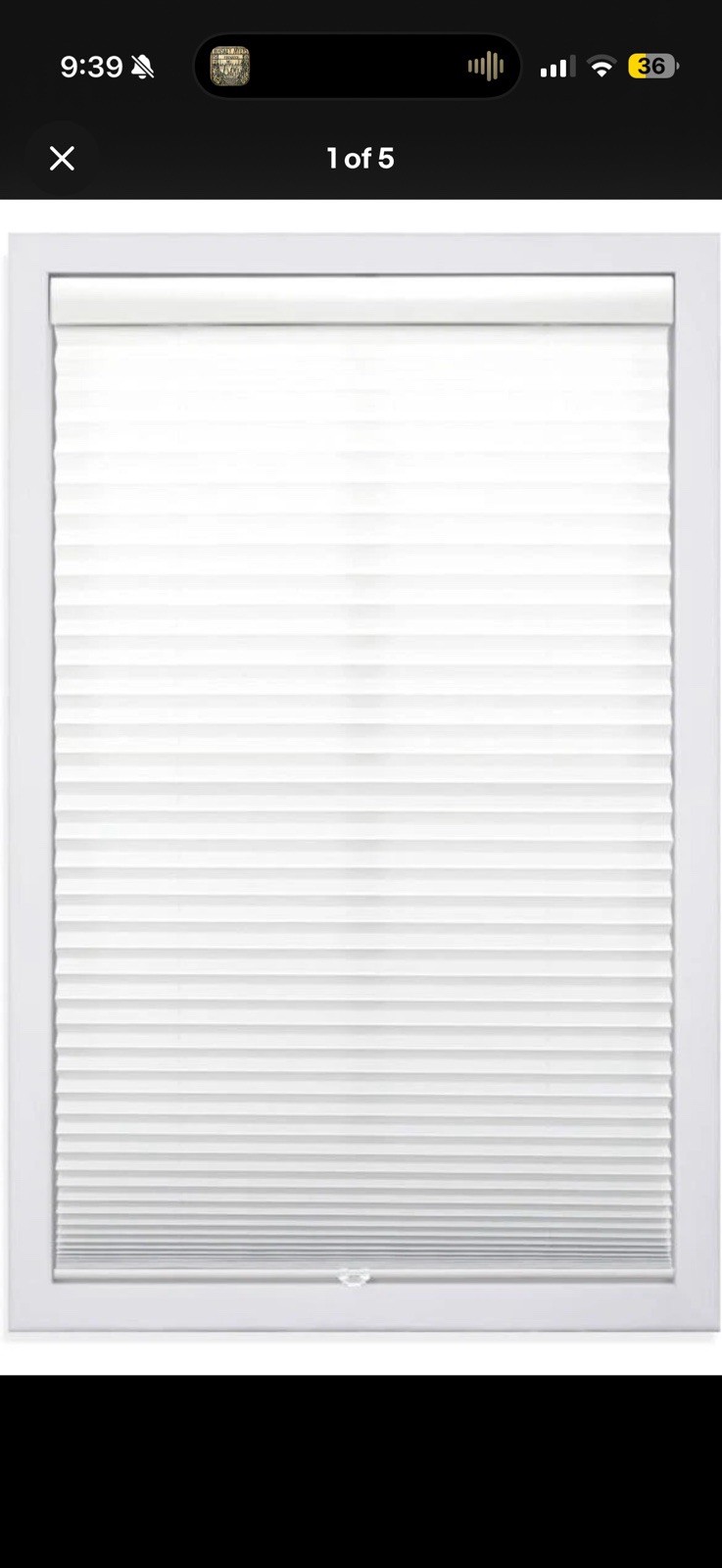 DEZ FURNISHINGS Cordless Light Pleated Shade, Fabric, 34 1/2″ W x 48″ H