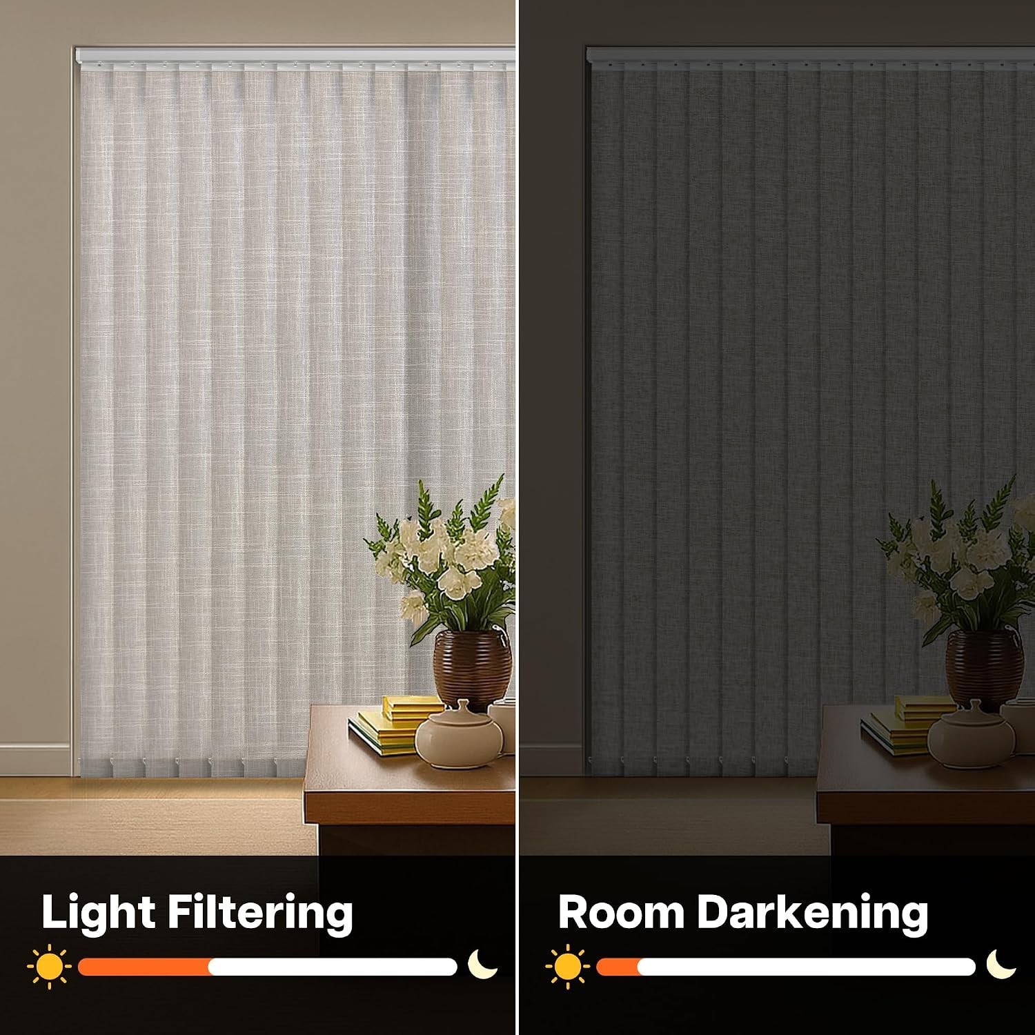 Vertical Blinds Replacement Slats, 34 Pack, Natural | Polyester Fabric for