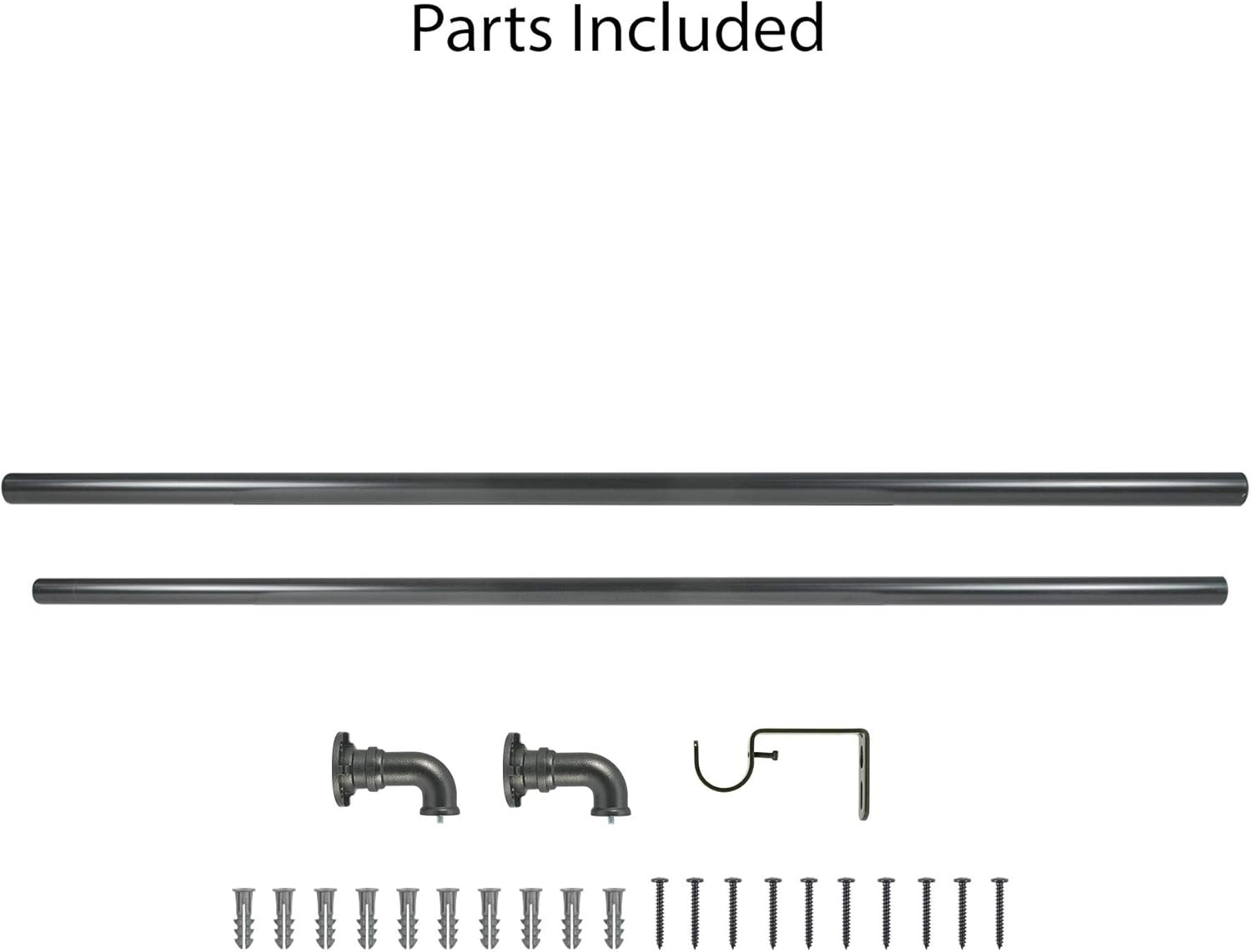 Industrial Wrap around Telescoping Curtain Rod Set, 18-36″, Black