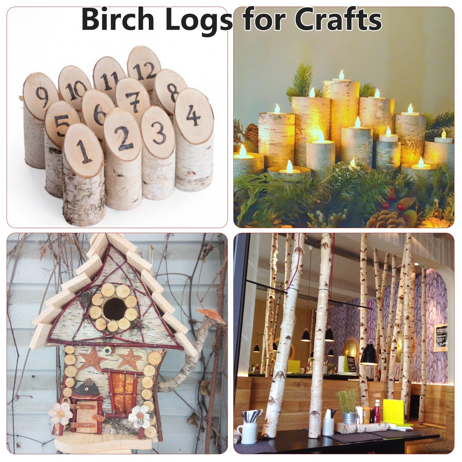 8 Pack Birch Logs for Fireplace Decor Crafts Versatile Unfinished Wood Gas Fi…