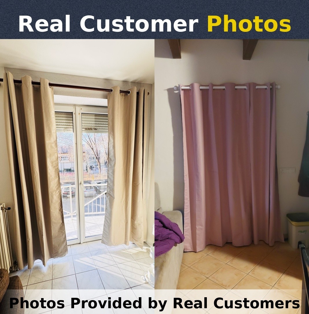 Pair of Blackout Curtains Set Eyelet Ring Top Ready Made Thick Thermal Curtain