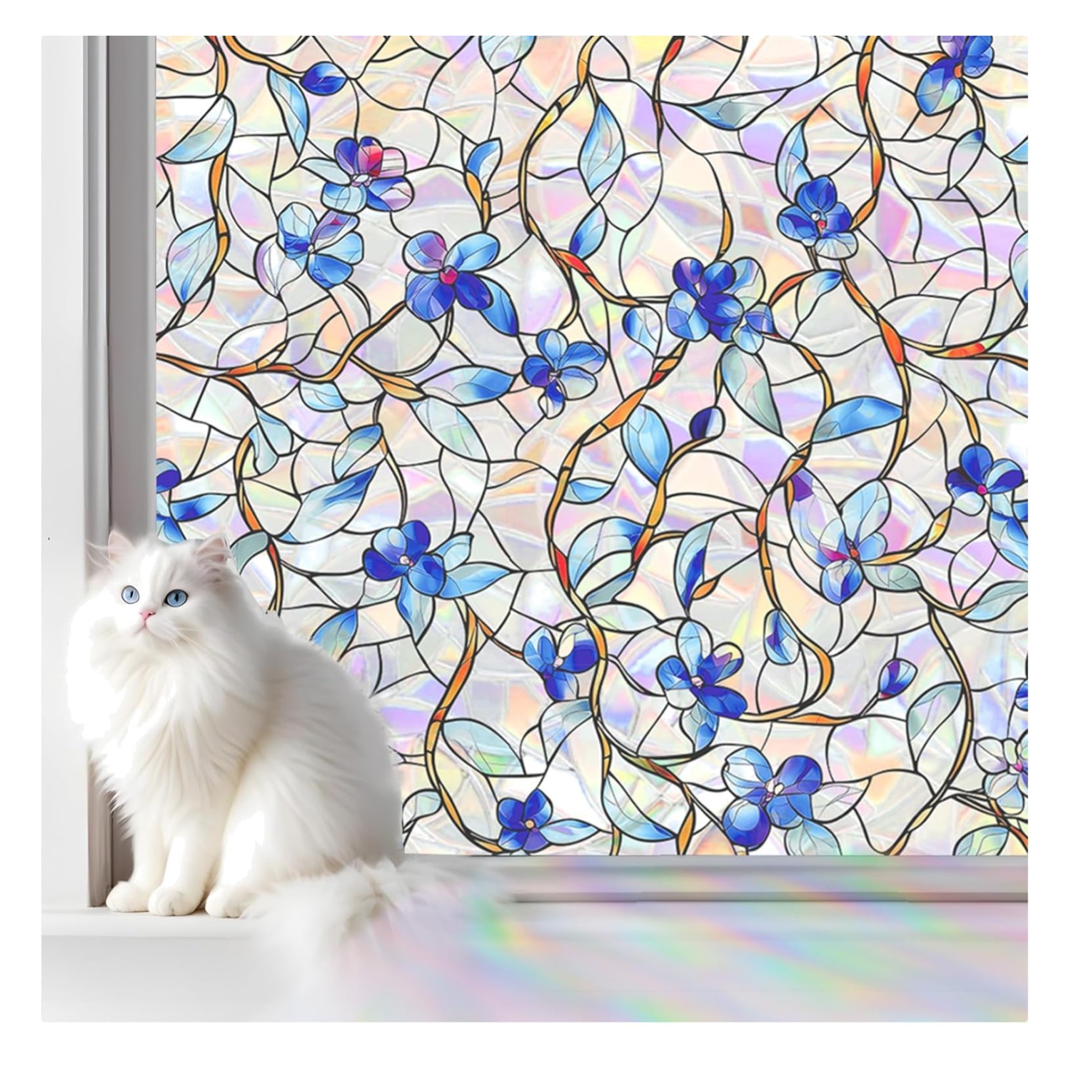 Rainbow Window Privacy Film,Heat Control,UV Blocking,Anti-Glare,Day & Night P…