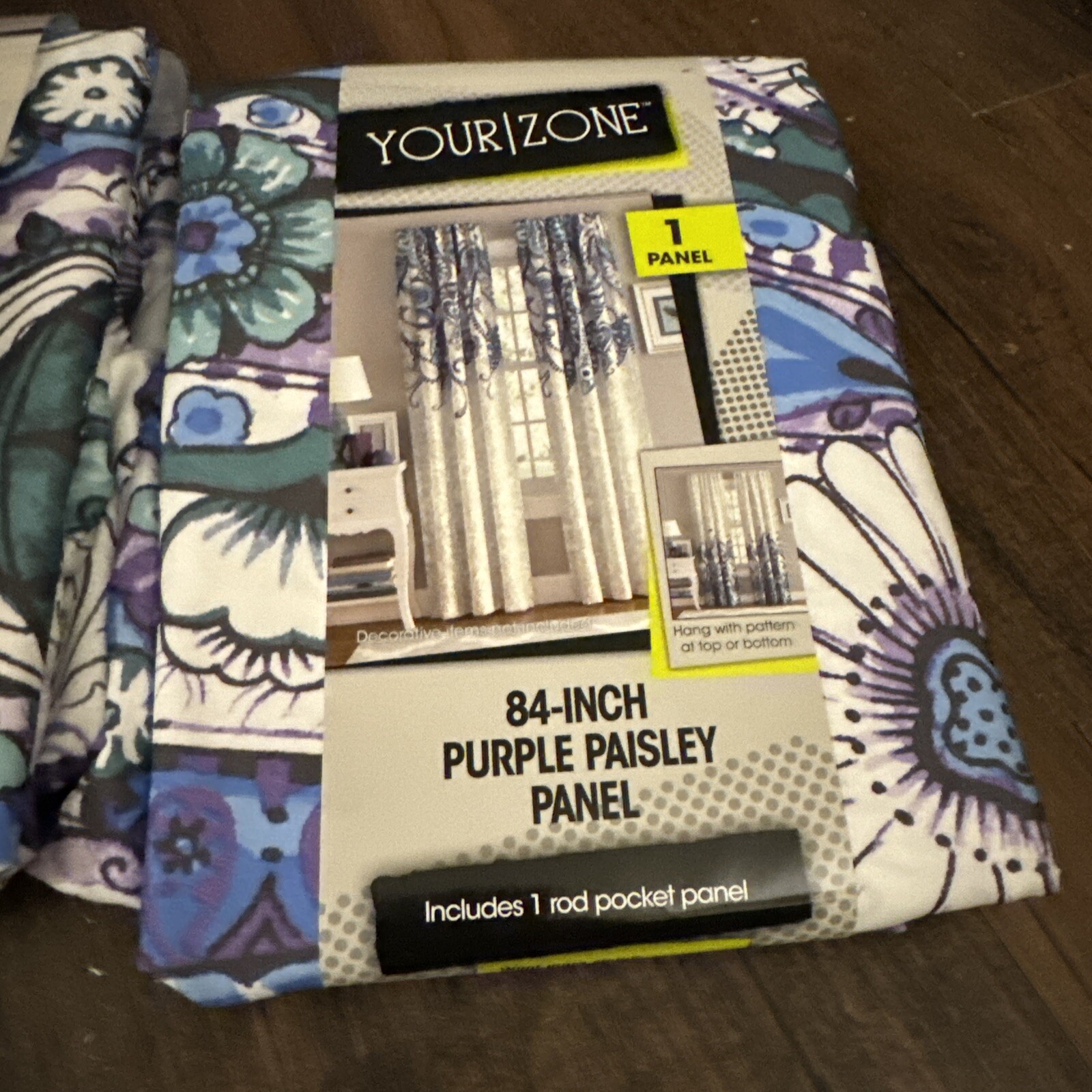 YOUR ZONE-GLITZ SHEER PANEL-84in. Purple Paisley Window Curtains SET Of 2
