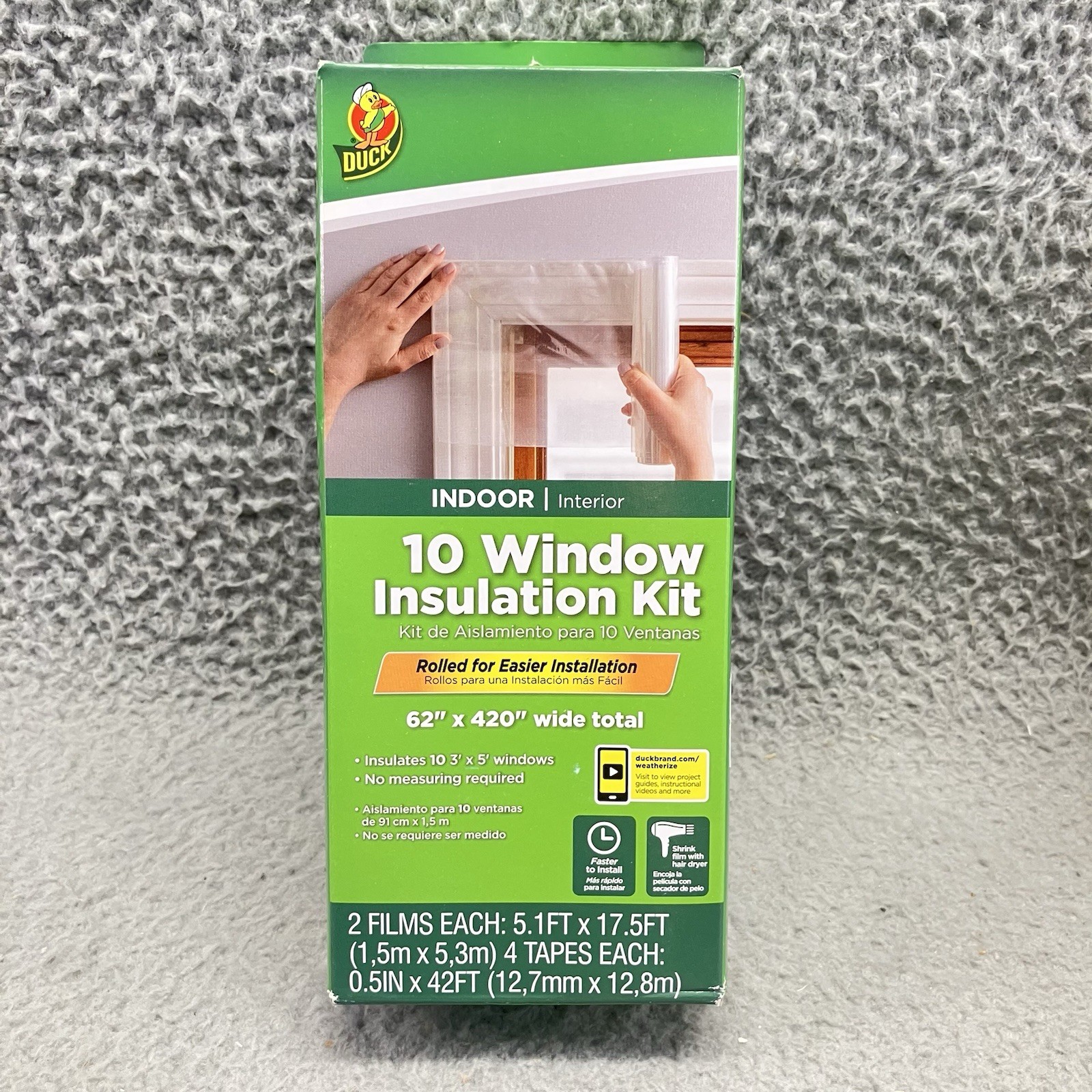 Duck 10 Window Indoor Insulation Kit 62″ x 420″ Wide Total “Box Damage” Lot Of 3