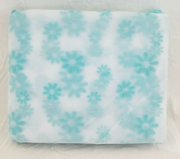 2 pc BL Home Turquoise Daisy Window Panels (1 Pair) 100″ x 84″ NIP
