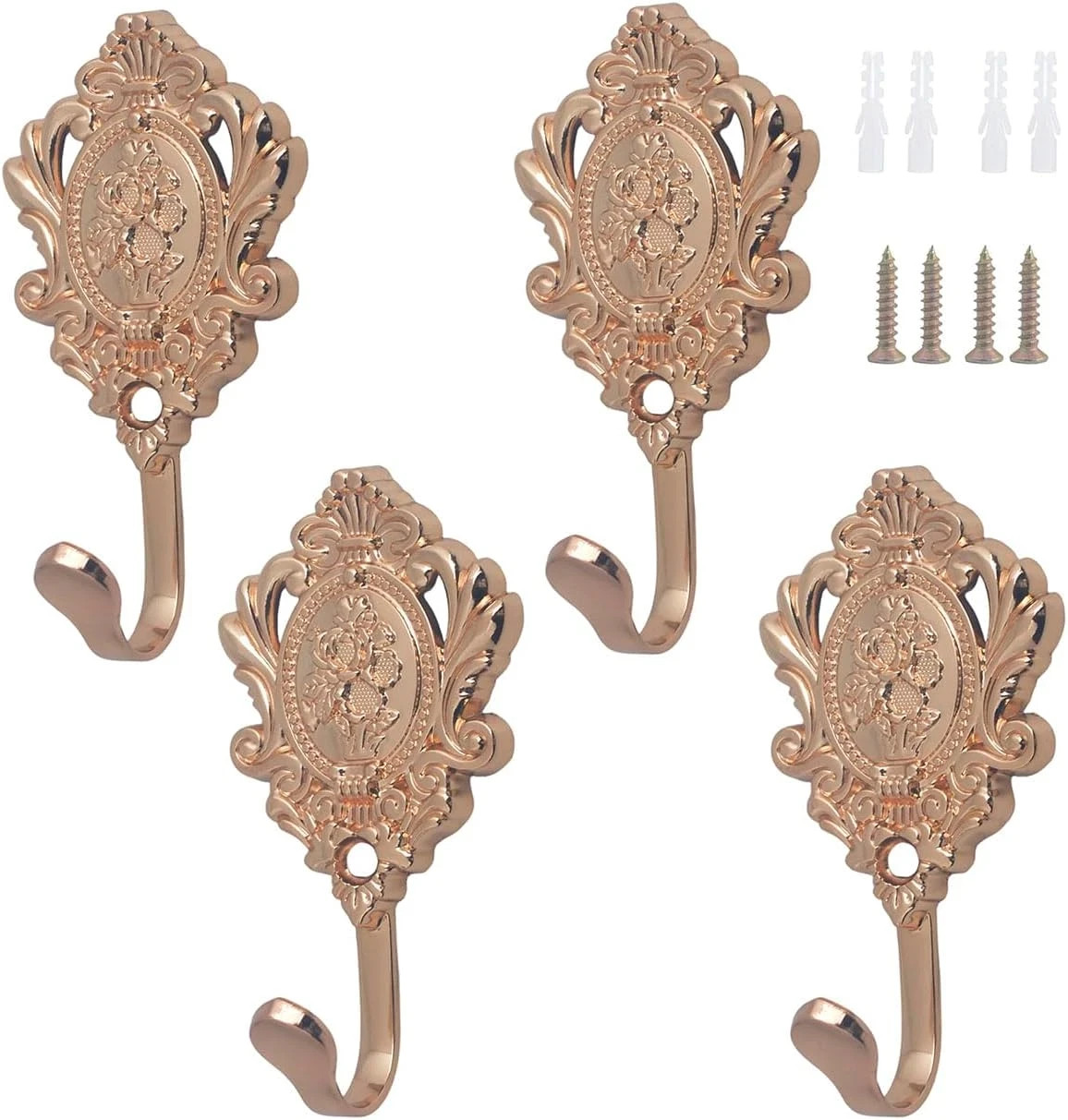 4 Pack Vintage Drapery Rose Curtain Holdbacks Tieback Hooks Decorative Hooks …