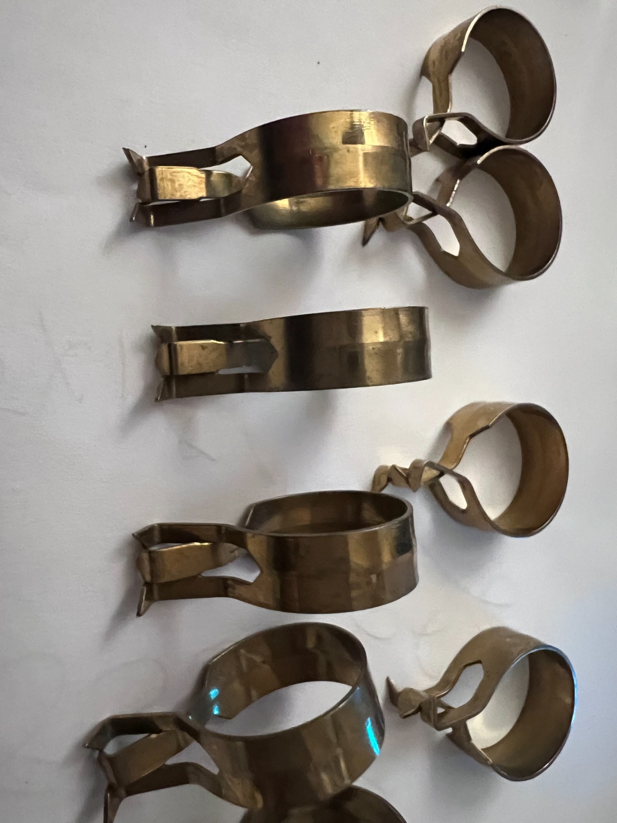 Vintage Cafe Ring Curtain Clips Light Golden Brass Color Set of 9