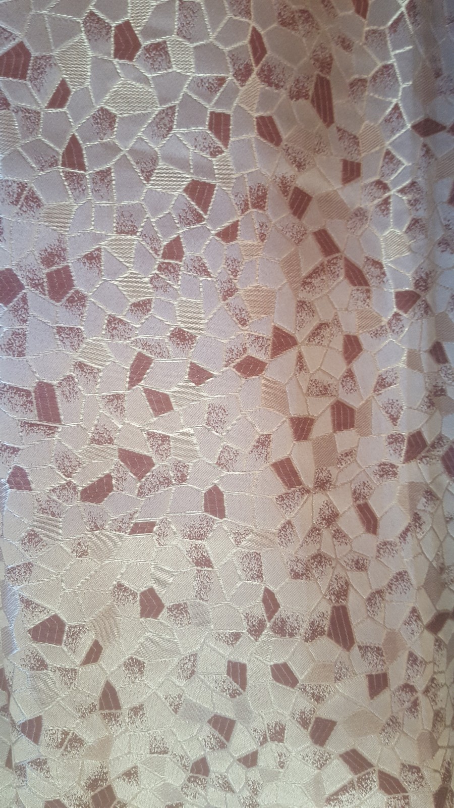 2 x Custom Made Drapes Curtains Geometric Gold Red 4 Panels 49.5″ x 85″