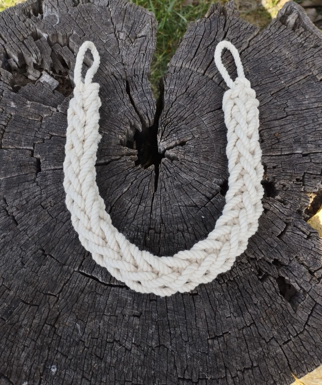 Ivory braided cotton curtain tie backs, curtain holdbacks, curtain holder
