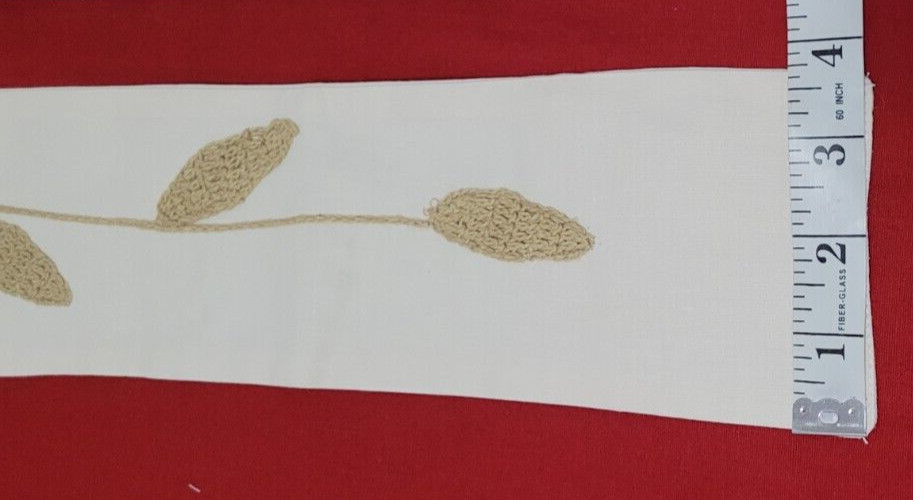 Crochet Leaves 2 Panels w/Valance & 2 Panel Tiers Cotton Off White 5 Pc READ