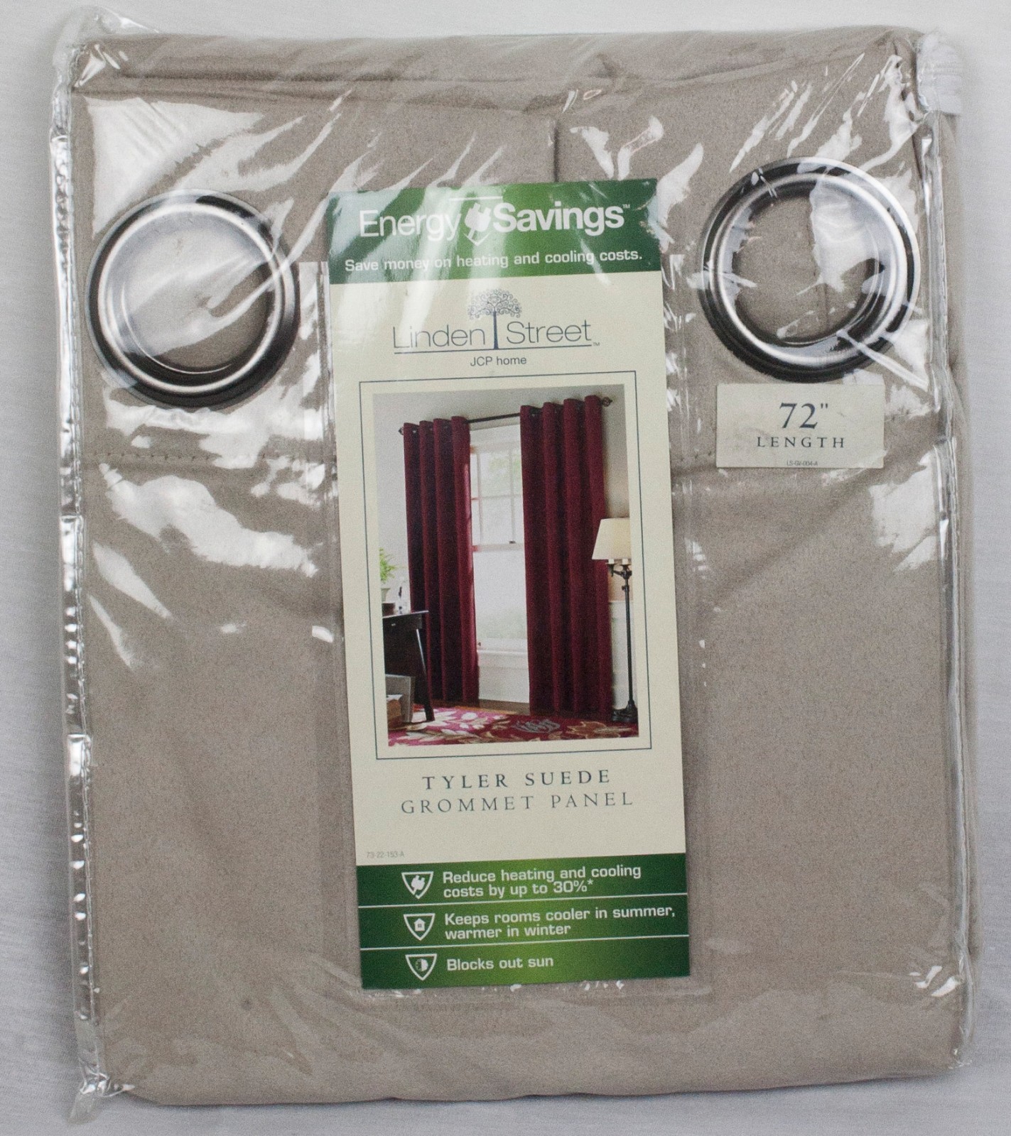 JCPenney Linden Street – Tyler Suede Grommet Panel – 54” x 72” – Stonehenge