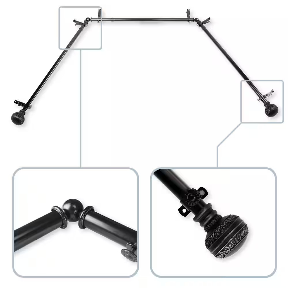 Ornament 13/16 In. Bay Window Single Curtain Rod 20 In.-36 In., 38 In.-72 In. –