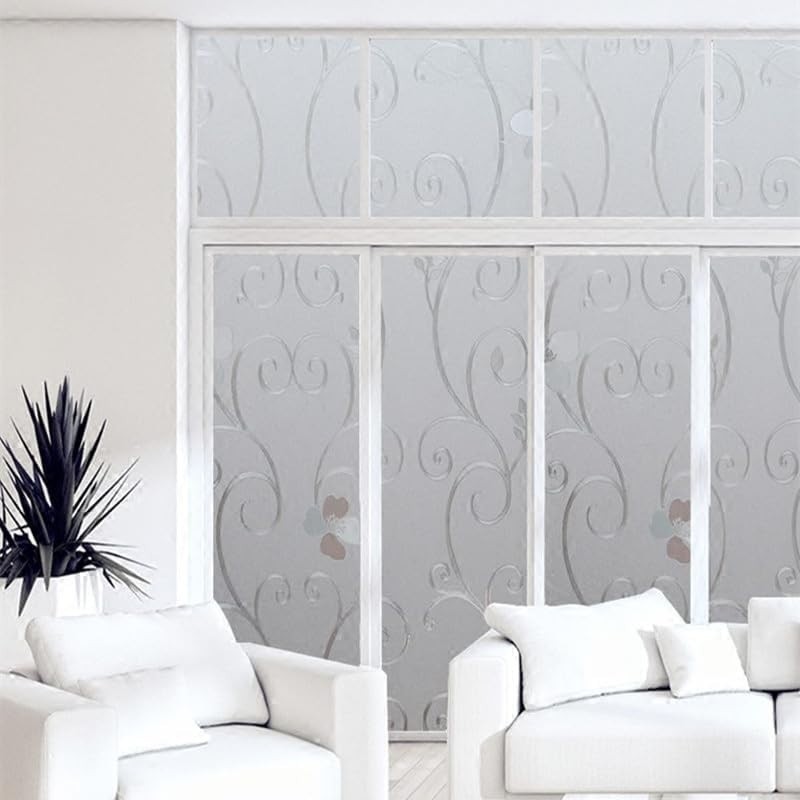 Frosted Window Privacy Film 17.7 x 78.7 Inches Flower Design for Home Office