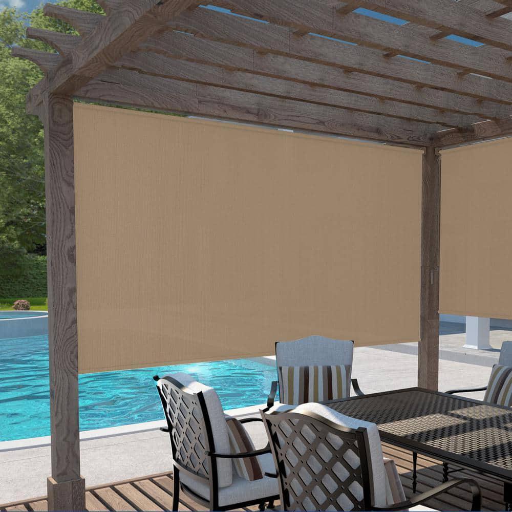 Exterior Roller Shade Oatmeal Cordless Light Filtering Fade Resistant 72″ x 72″