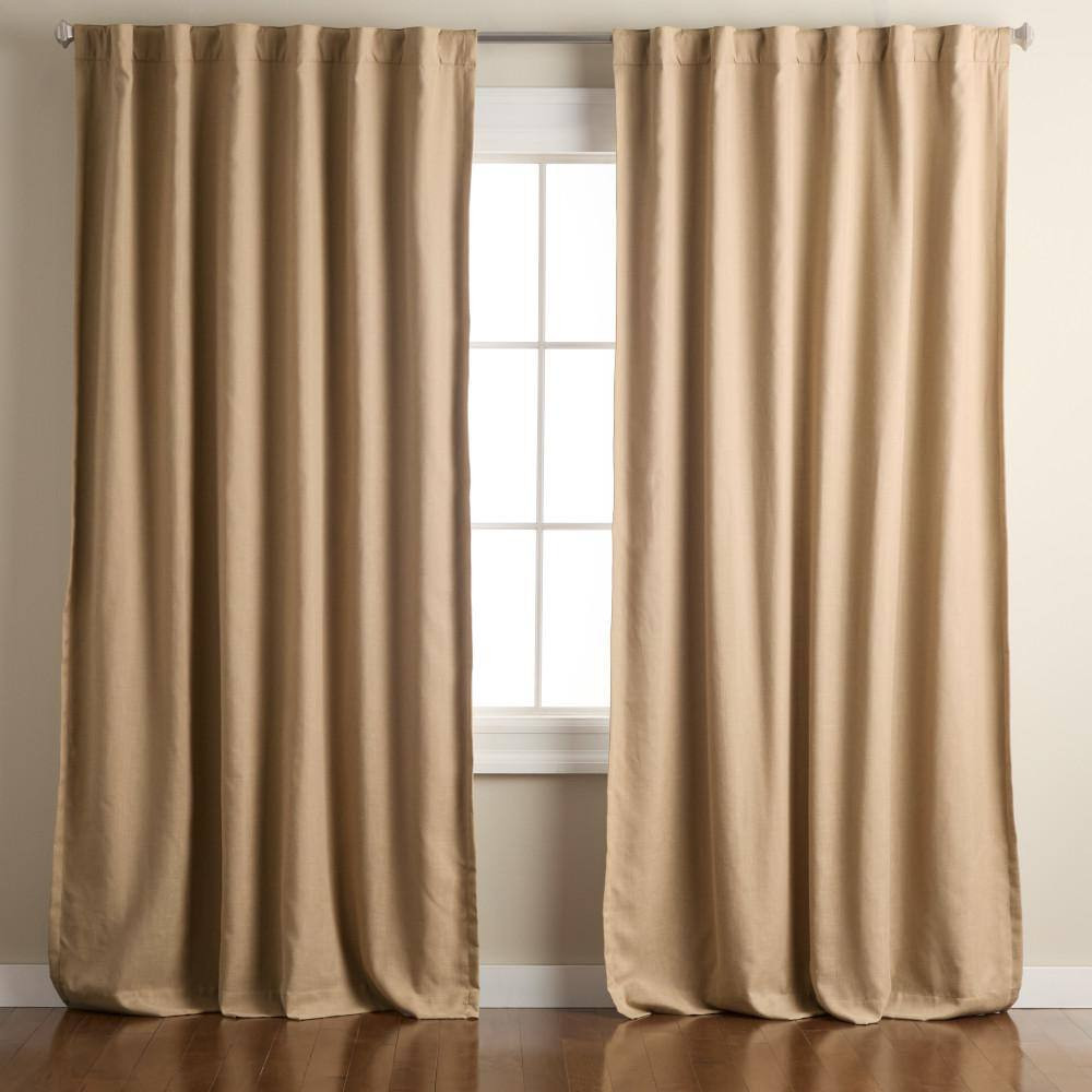 Arlo Solid Linen Texture 50 In. W X 108 In. L Polyester Blackout Taupe Curtain (