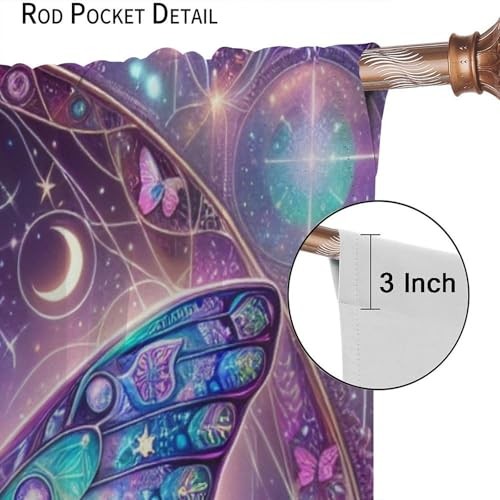 Fantasy Purple Floral Butterfly Curtains 20.5″W x 45″L (Pack of 2) Style-1