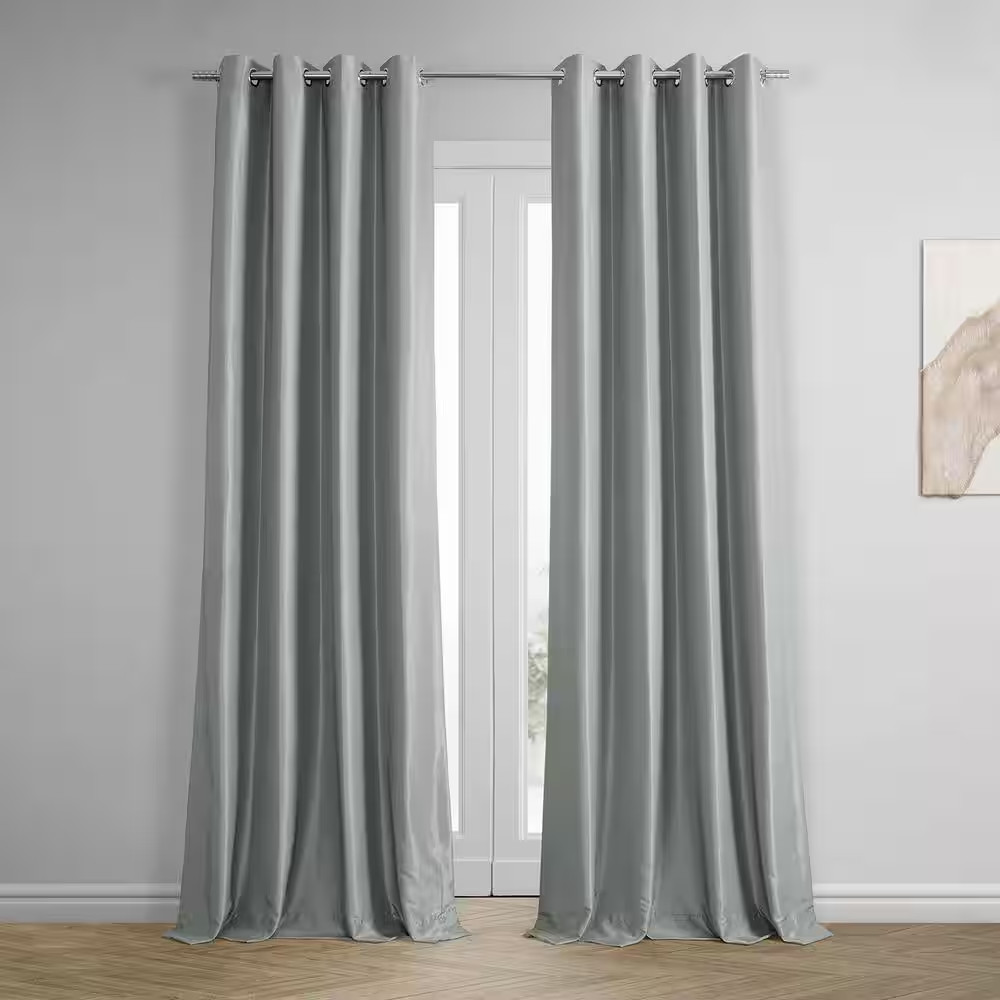 Signature Angora Beige Plush Velvet Hotel Blackout Curtain – 50 In. W X 96 In. L