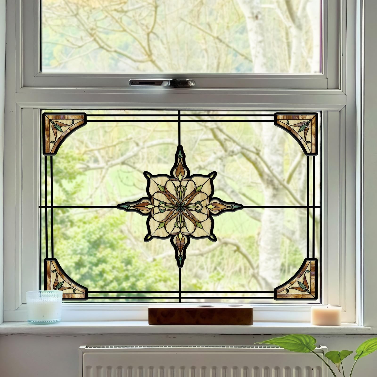 Window Stickers, ‌Stained Glass Window Privacy Film, UV Blocking Static Cling…