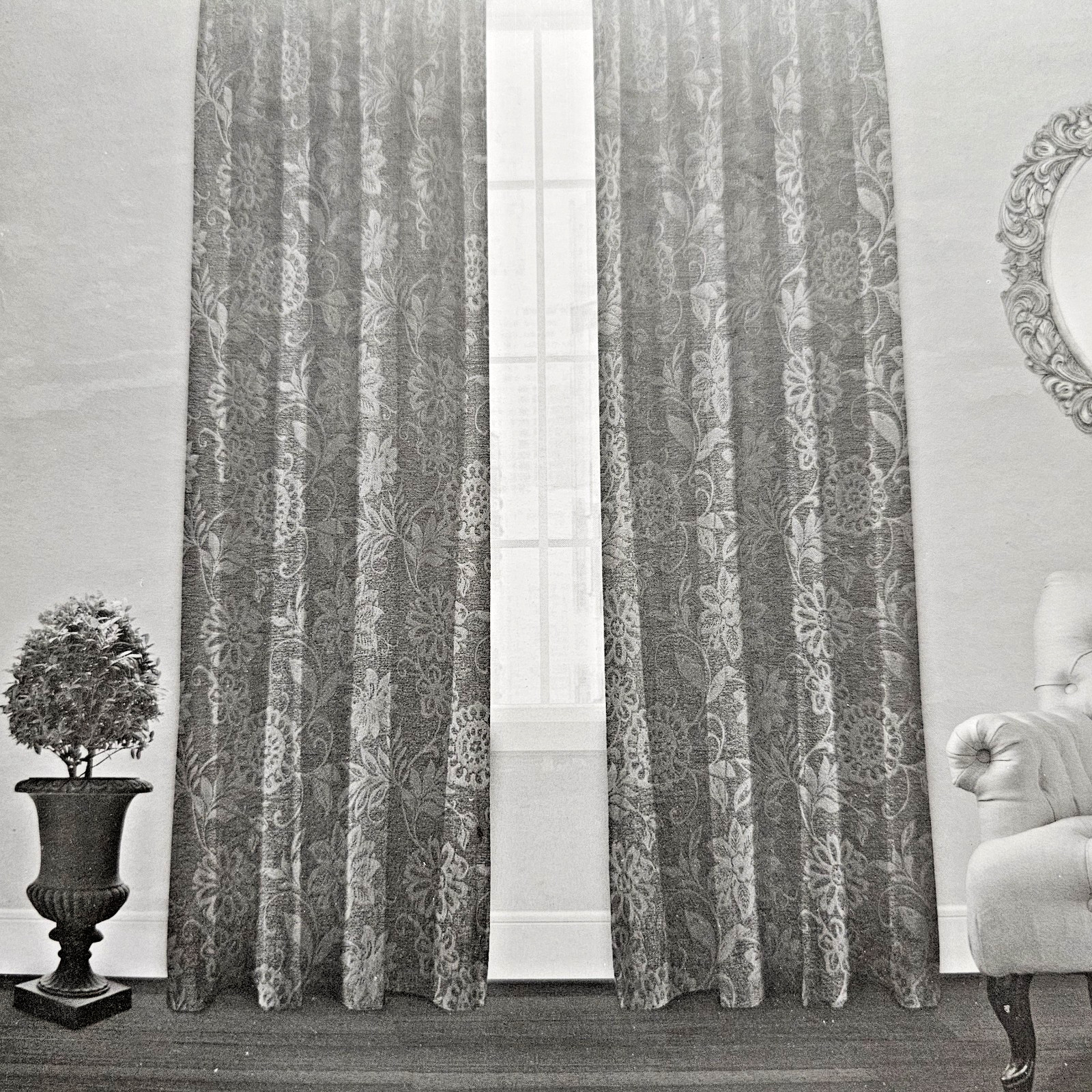 Exclusive Home- ELLE- Jacquard- Rod Pocket Panel Drapes- 52″x84″ -Taupe- NIP