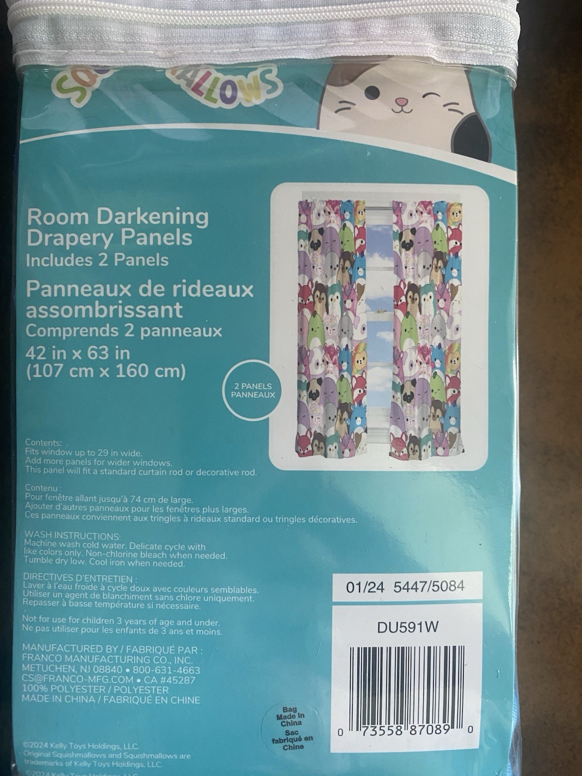 Squishmallows Drapes Curtains Room Darkening Panels Drapery 2 Panels 42″w x 63″L