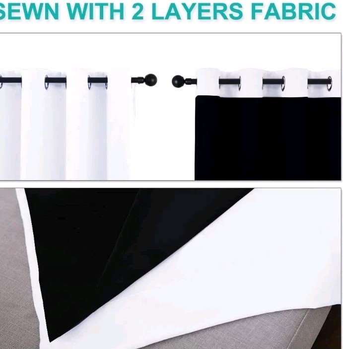 100% Blackout Window Curtain 2 Panels, Heat and Full Light Blocking 52″ X 102″