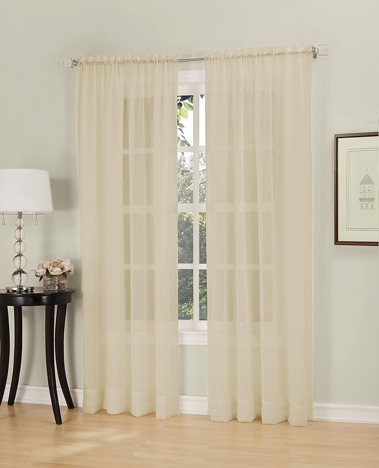 Erica Antique One (1) Crushed Crinkle Voile Rod Pocket Panel 51×84″
