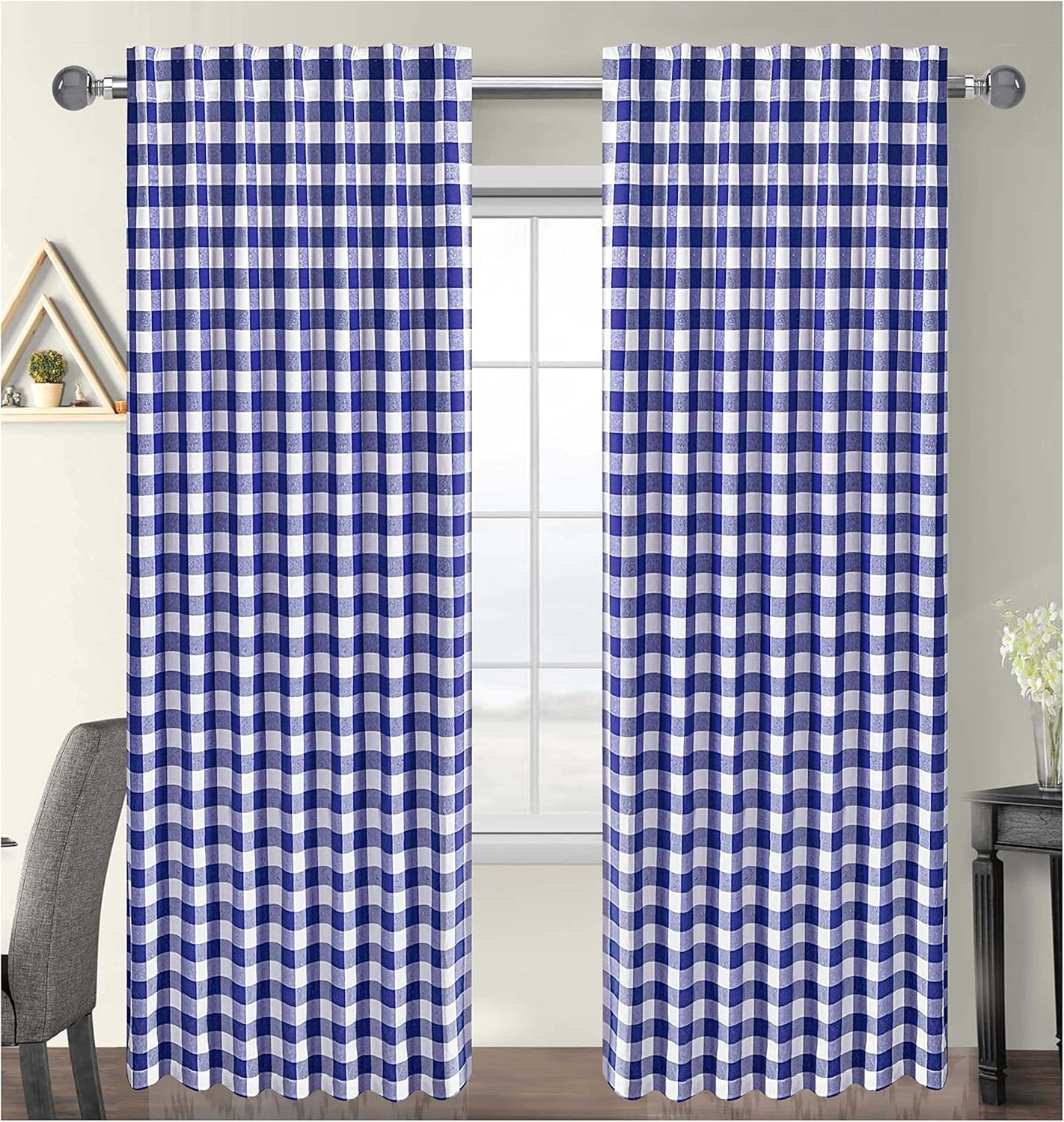 Rod Pocket Curtains 96 Inches Long,Bedroom Curtains 96 Inches Long,Buffalo Check