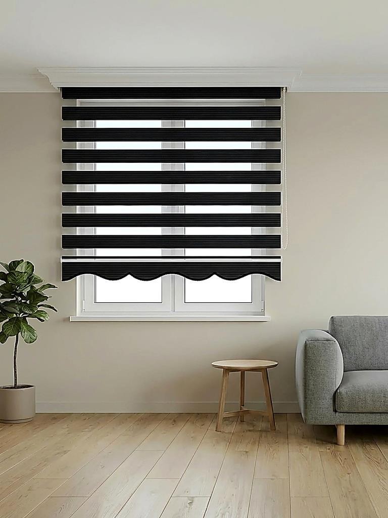 Plated Fabric Zebra Roller Blinds Curtain For All Room, Color Options, Light fil