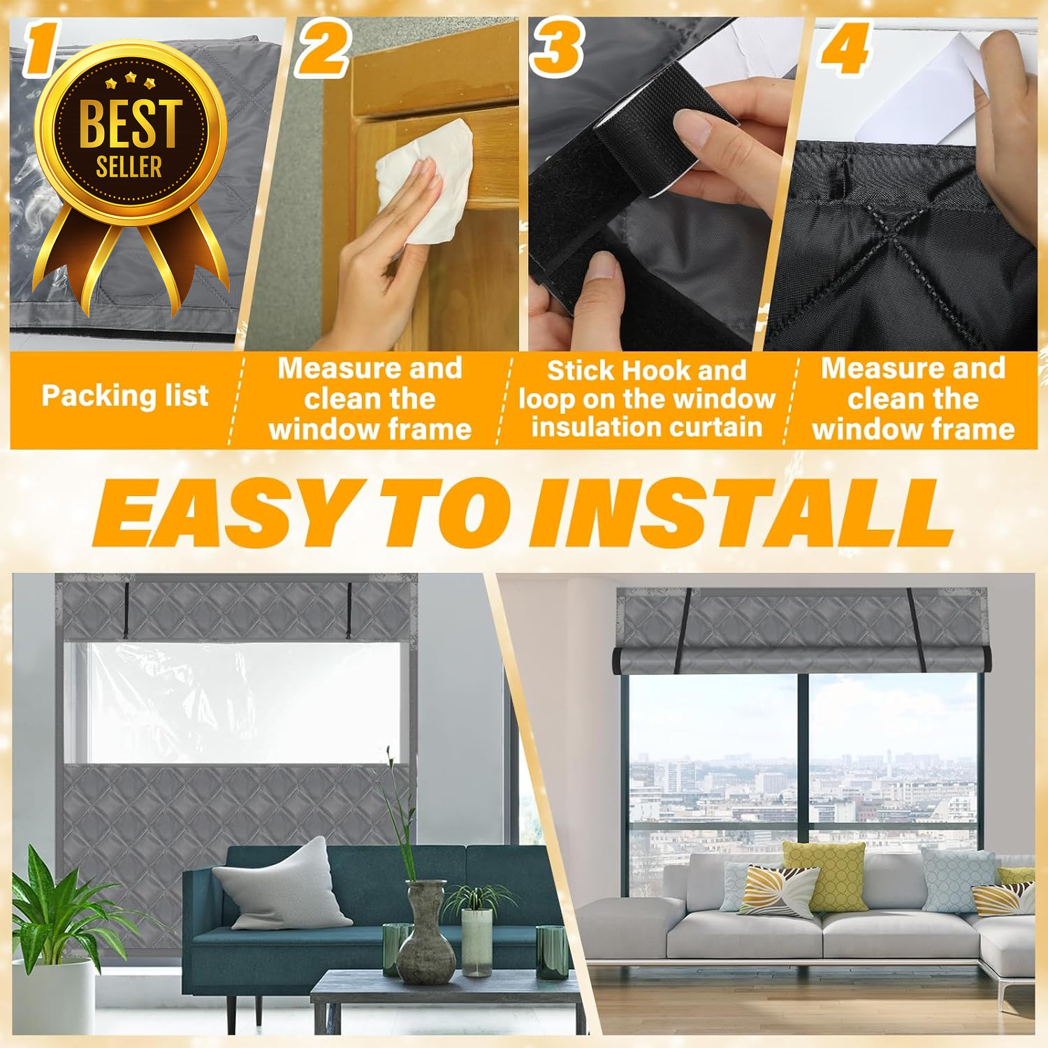 75x79in Thermal Window Insulation Kit Reusable Winter Cover Waterproof