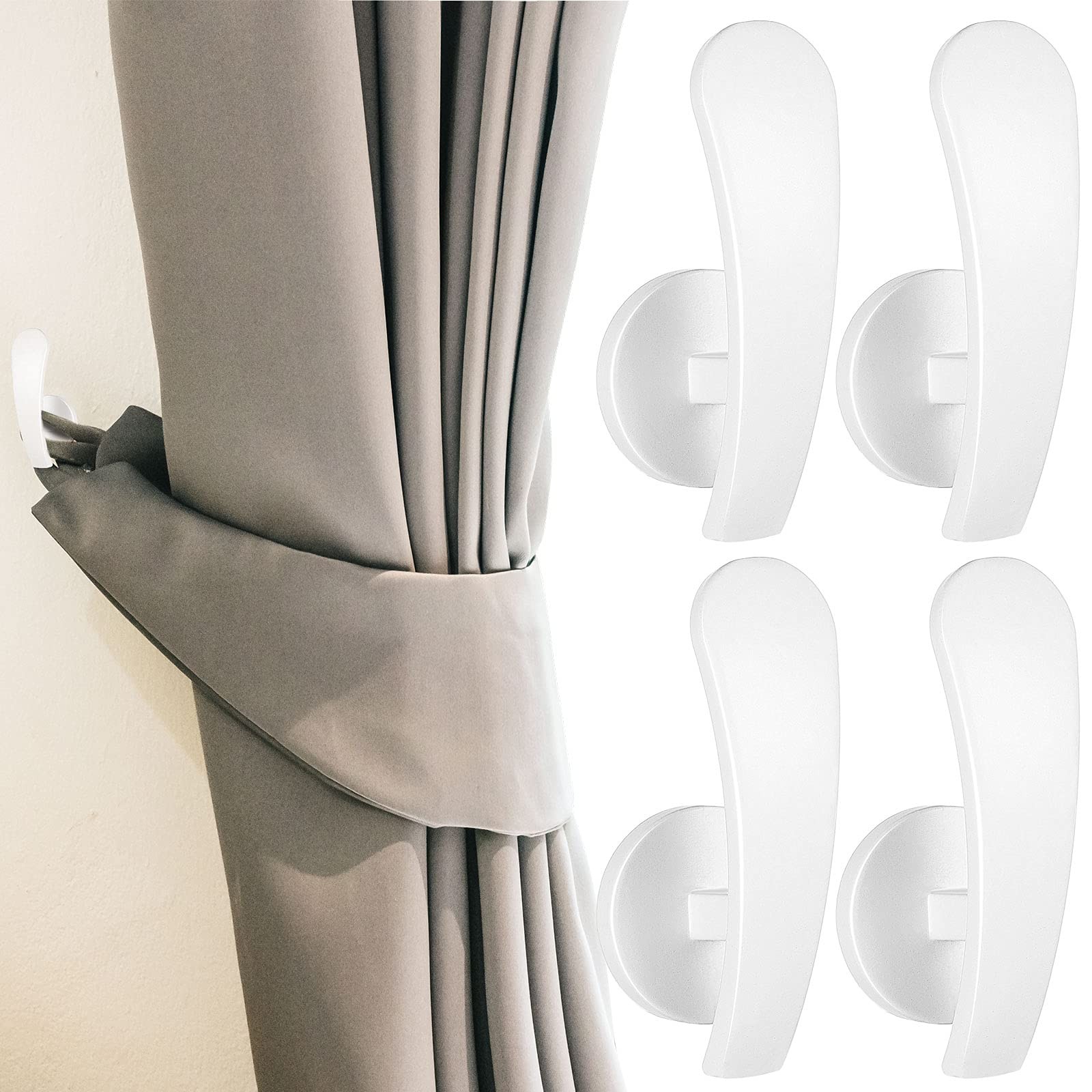 4 Pieces Curtain Holdback,Wall Mounted Hooks Drapery Tiebacks with Screws Met…