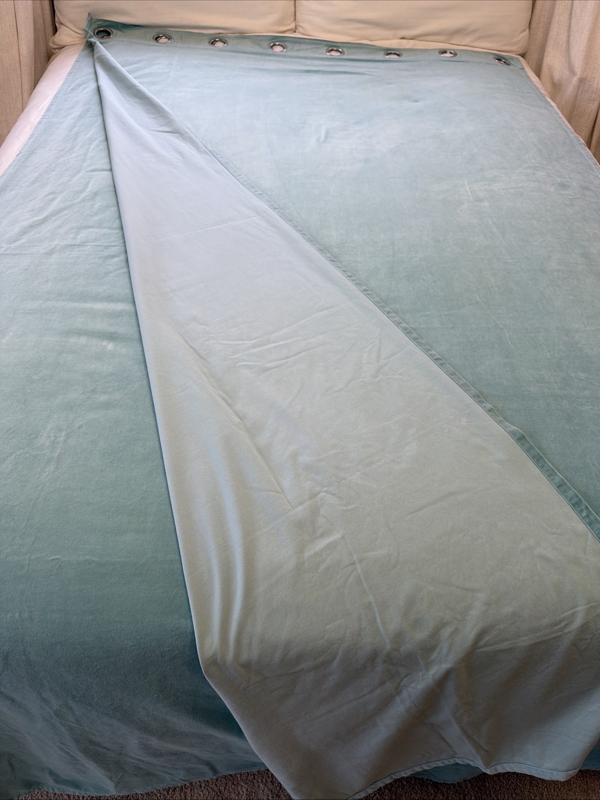 IKEA Sanela Velvet Curtains 2 Panels 100% Cotton Aqua 55×98 60418905
