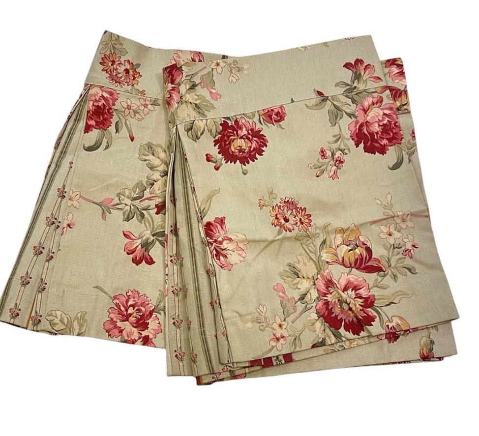 2 Country Curtains Valances French Country Stripe Roses Floral 48” X15.5” Lined
