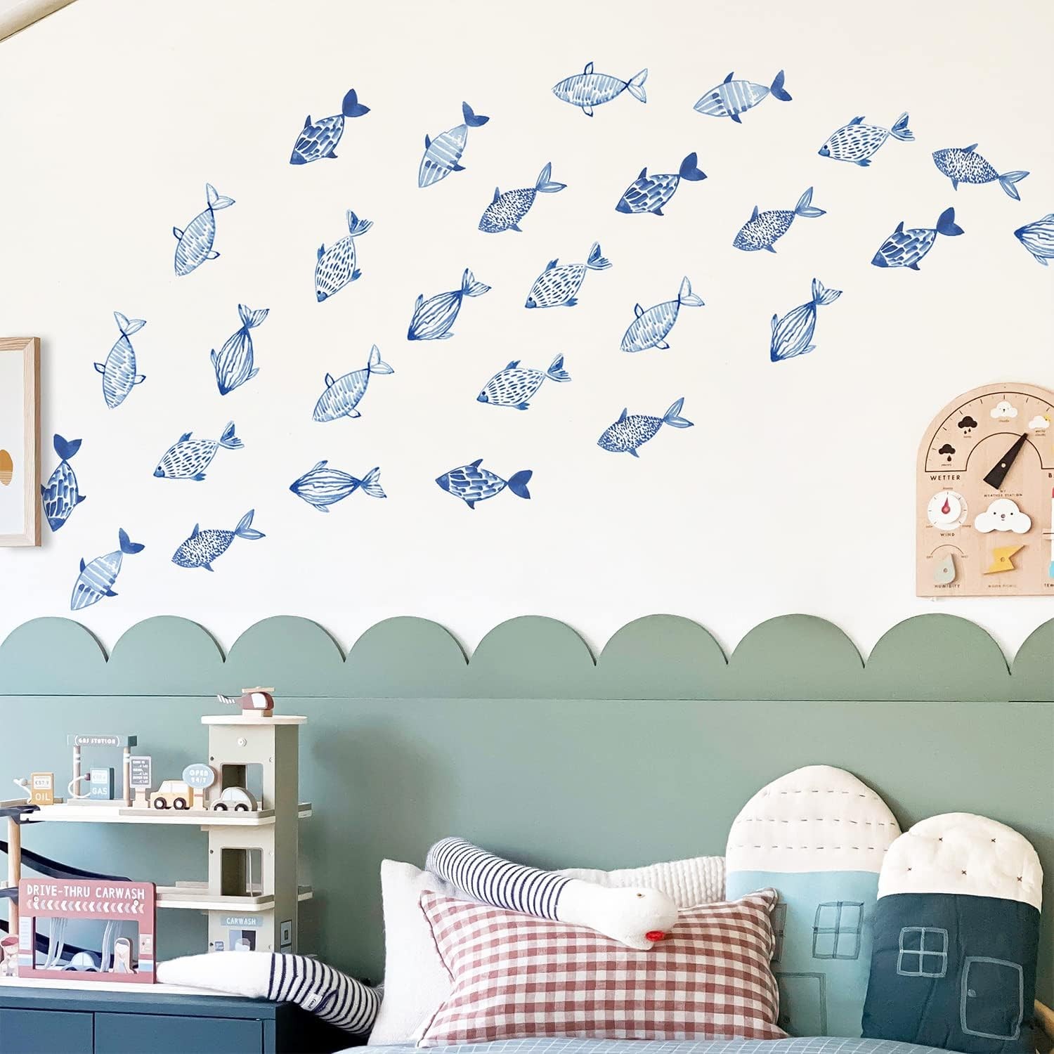 Under The Sea Wall Decals Peel and Stick, Vinyl Ocean Fish Blue