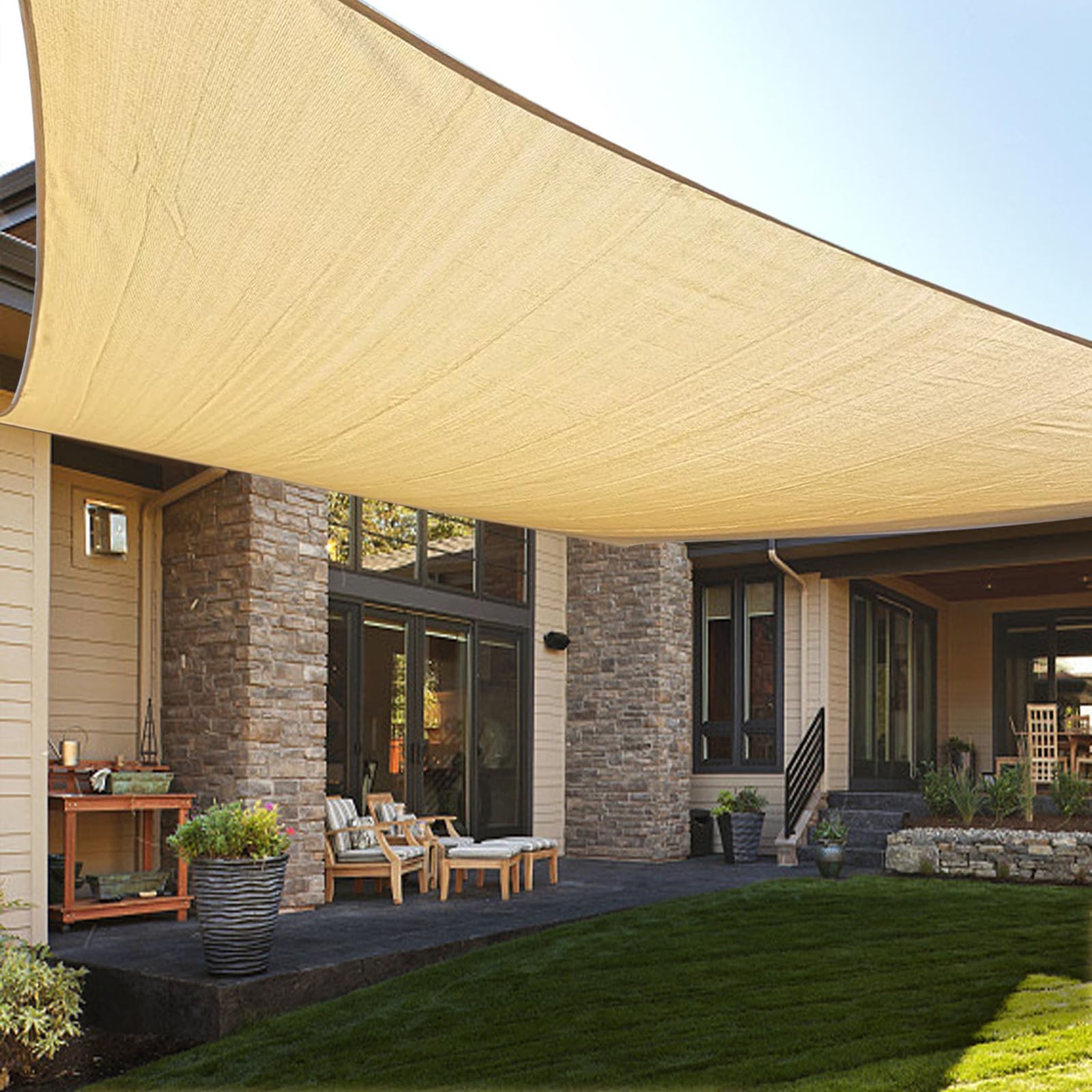LOVE STORY 12′ x 16′ Rectangle Sun Shade Sail Canopy UV 1 2′ x 1 6′, Sand