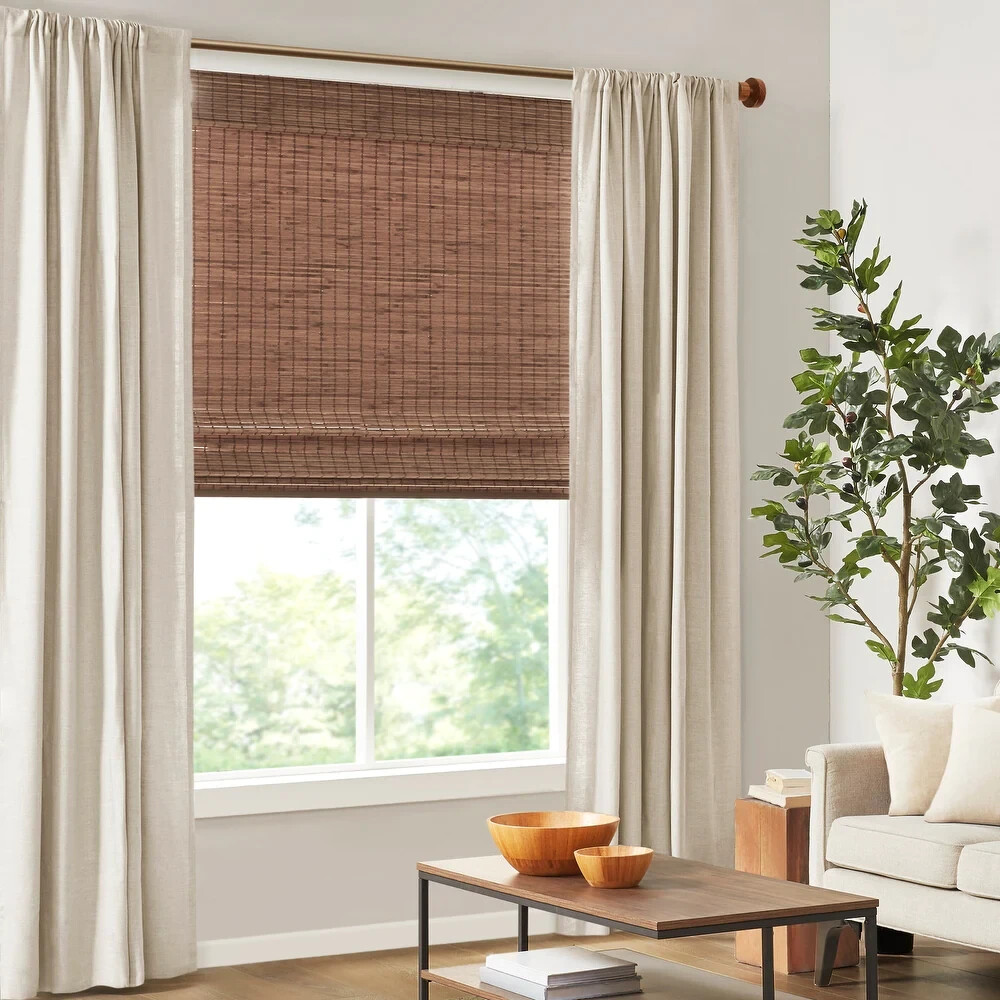Madison Park Lyndon Bamboo Light Filtering Cordless Roman Shade, 31″x 64″ Brown