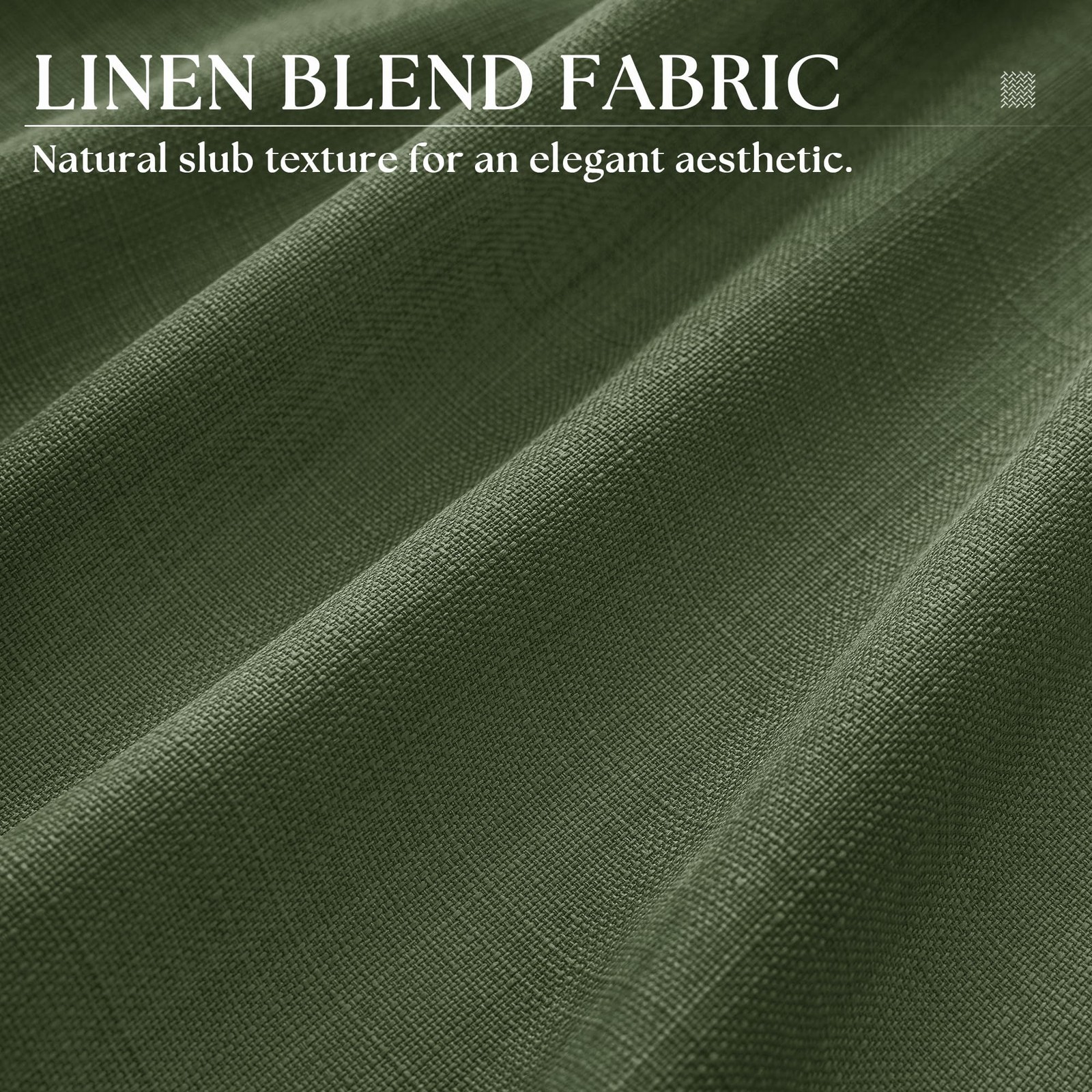 DUKIYO Dark Olive Green Curtains 84 Inch Length 2 Panels Set Linen Flax Semi …