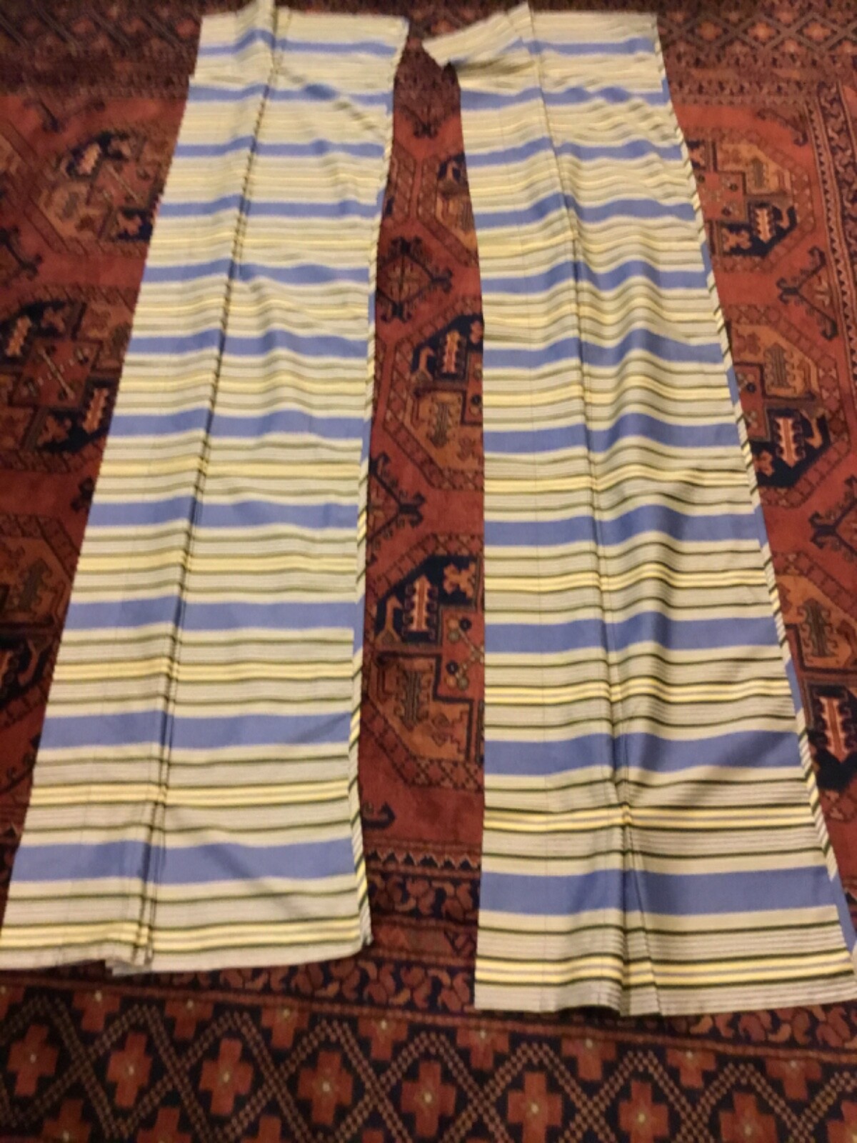 WAVERLY Valance ~ Amanda Blue Stripe ~ 77″ x 17″ ~ Lot of 2