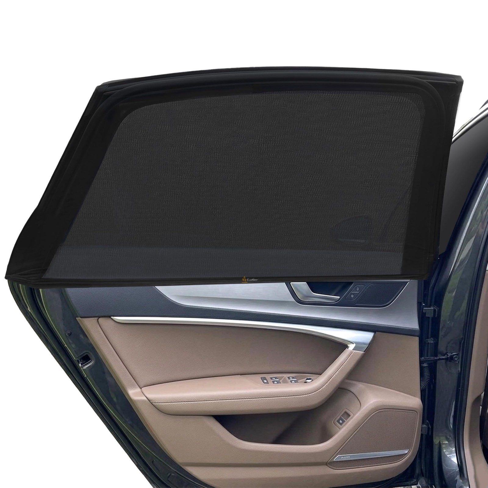 EcoNour Car Window Screens for Camping (Pack of 2) | 100% Medium, Black