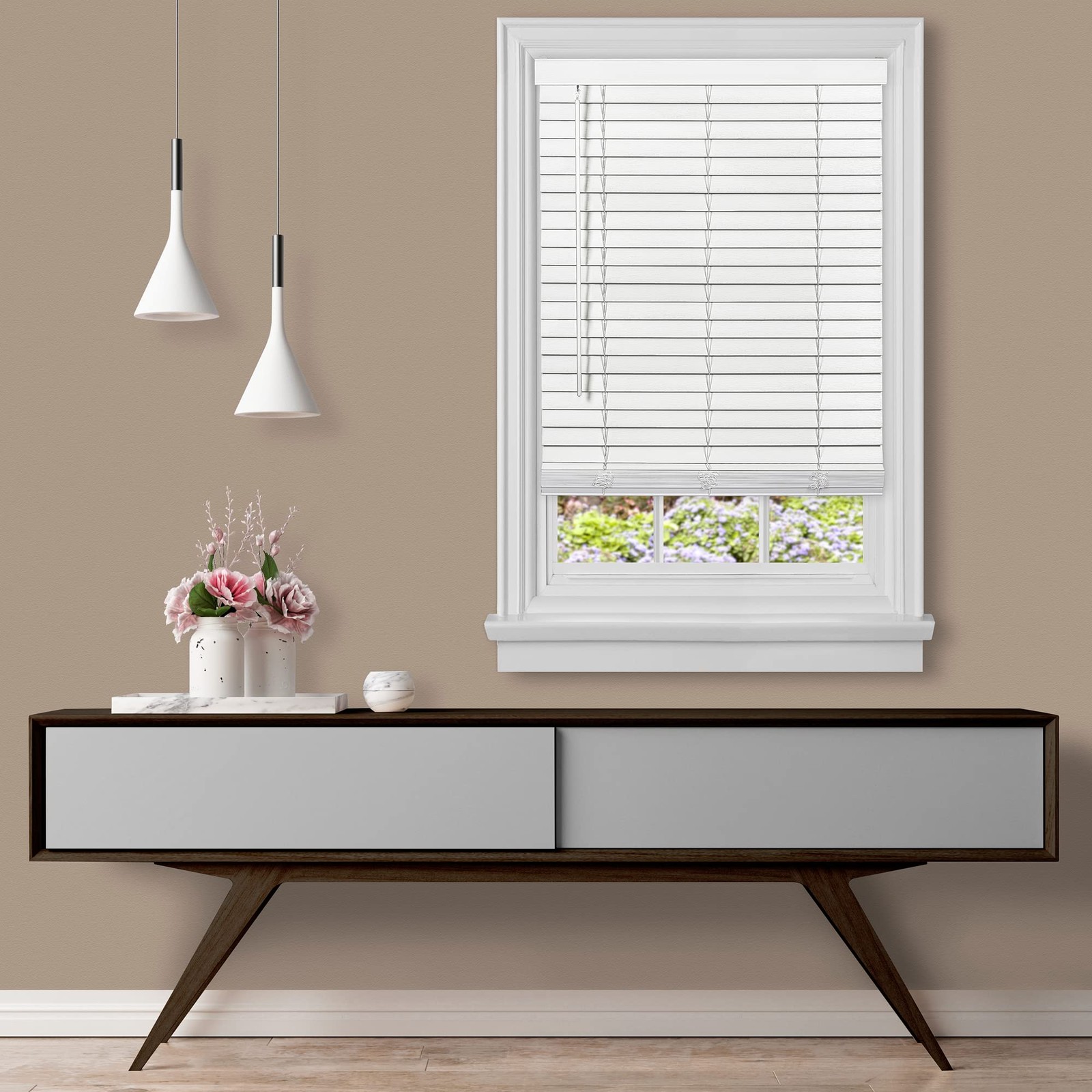 Cordless Room Darkening Plantation Blind – 27 Inch Width, 64 Inch Length, 2 Viny