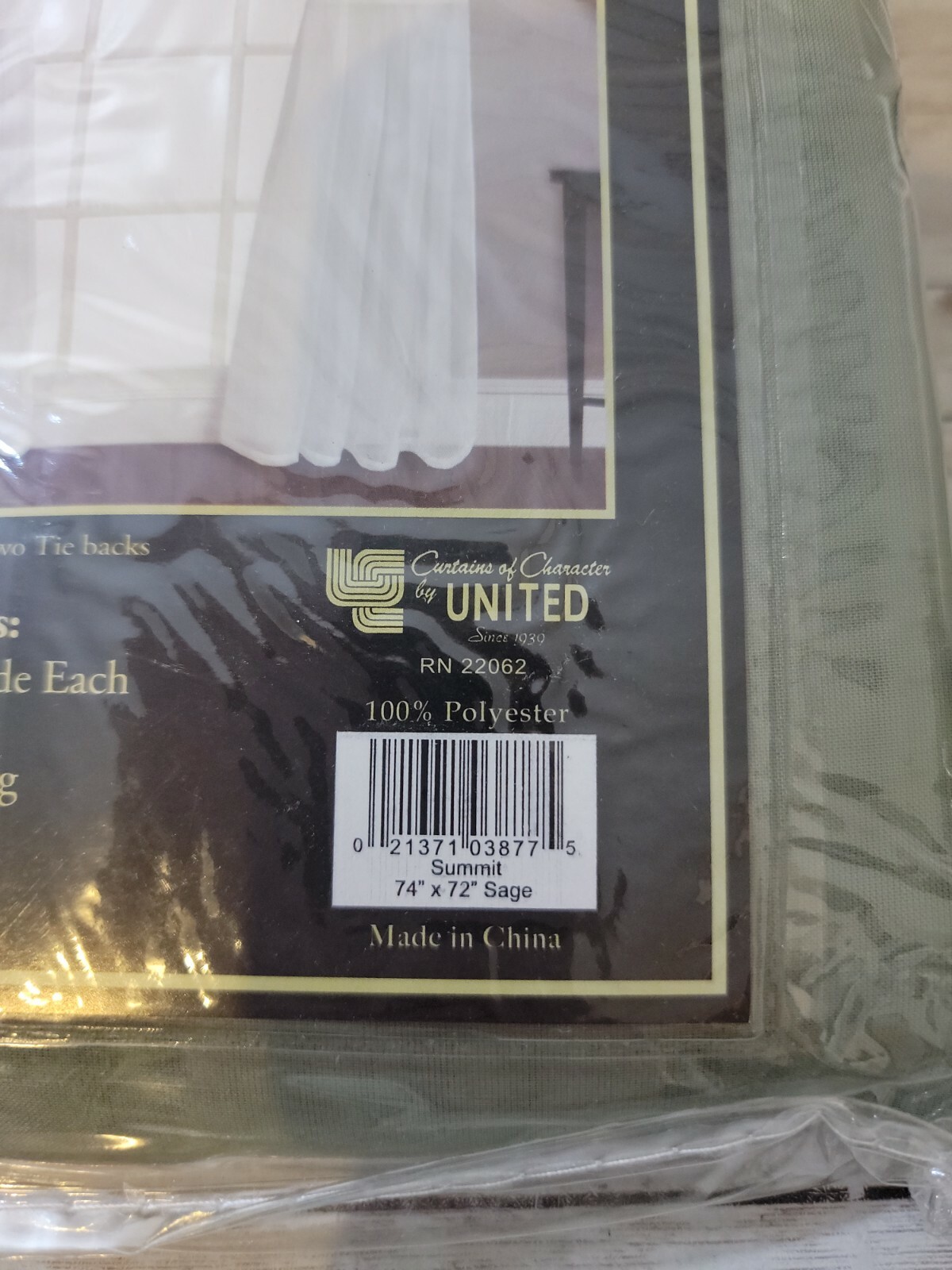 Luxury Collection by United~SUMMIT Voile Pairs~74” W x 72” L~Sage~Panels & Tieba